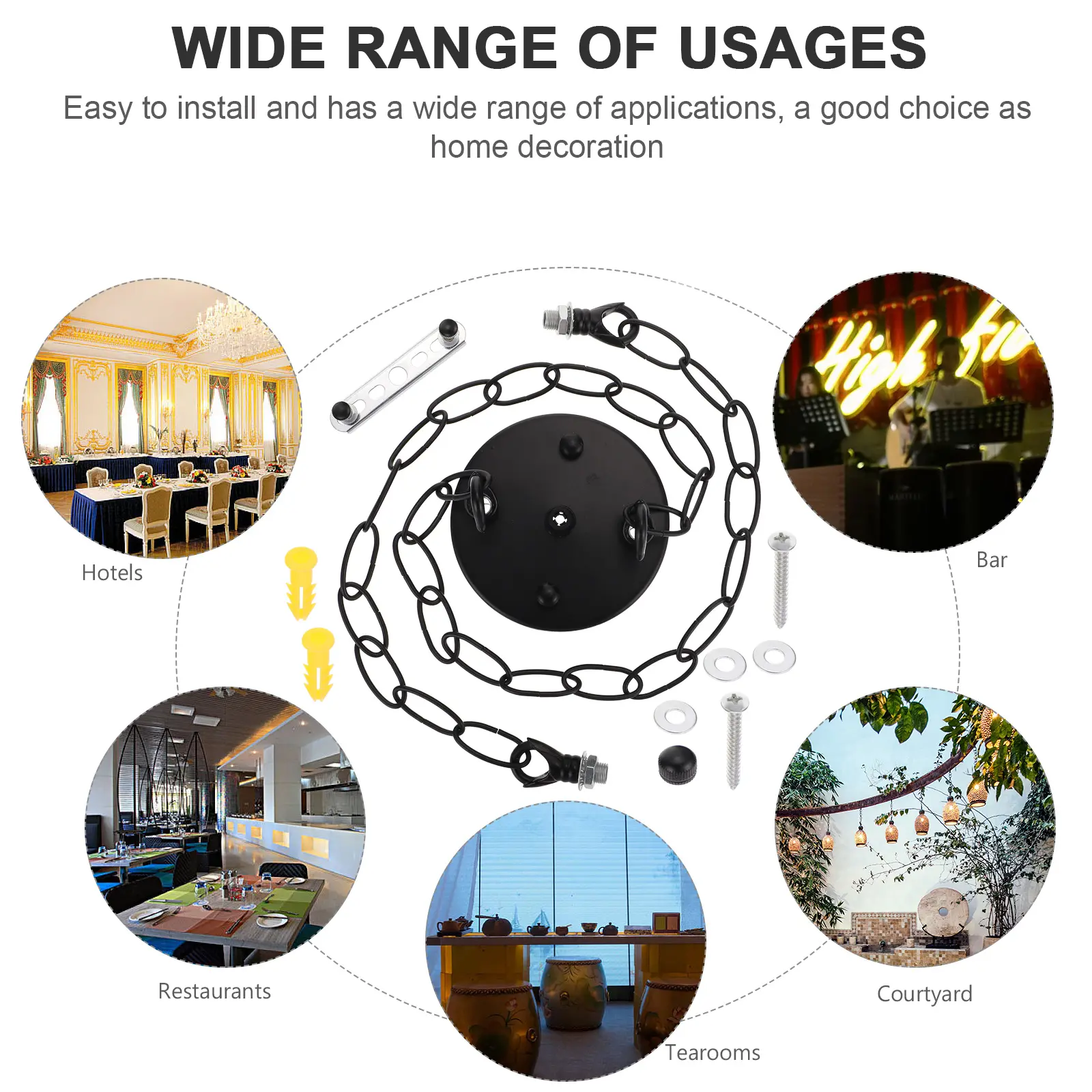 1 set 1 set 1 Set Heavy Duty Iron Chandelier Canopy Plate Rust Resistant Ceiling Light Mounting Bracket Pendant Light Chain Kit