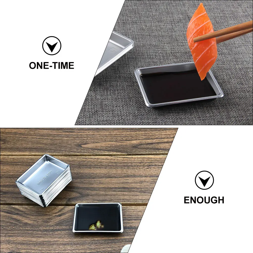 100pcs Disposable Sushi Flavor Dishes Plastic Soy Sauce Containers Dipping Cups Seasoning Bowls Home Restaurant Use