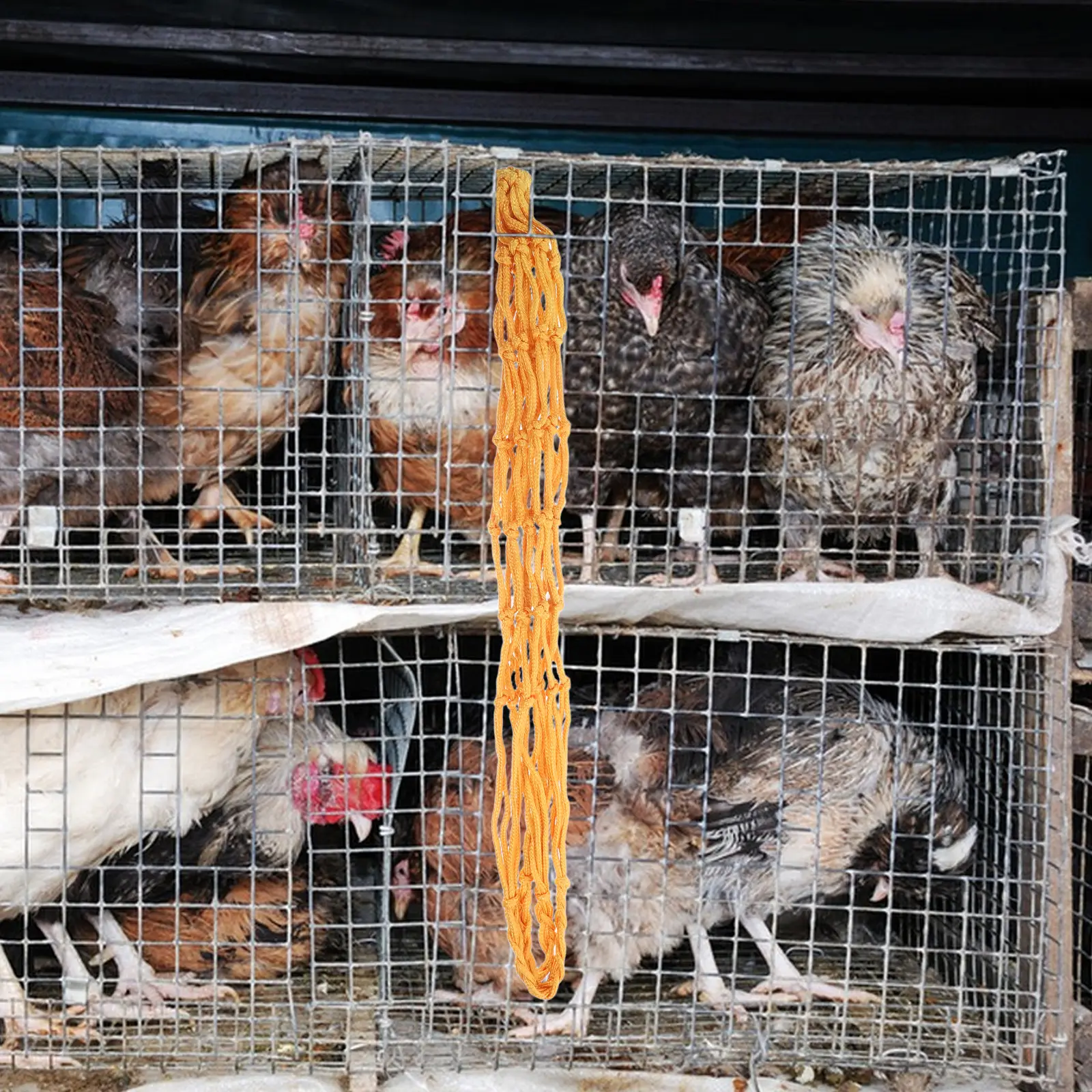 Heavy Duty Nylon Net Bag For Livestock Feeding, Large Portable Horse Poultry Slow Feeder String Bag, Durable Woven Hanging