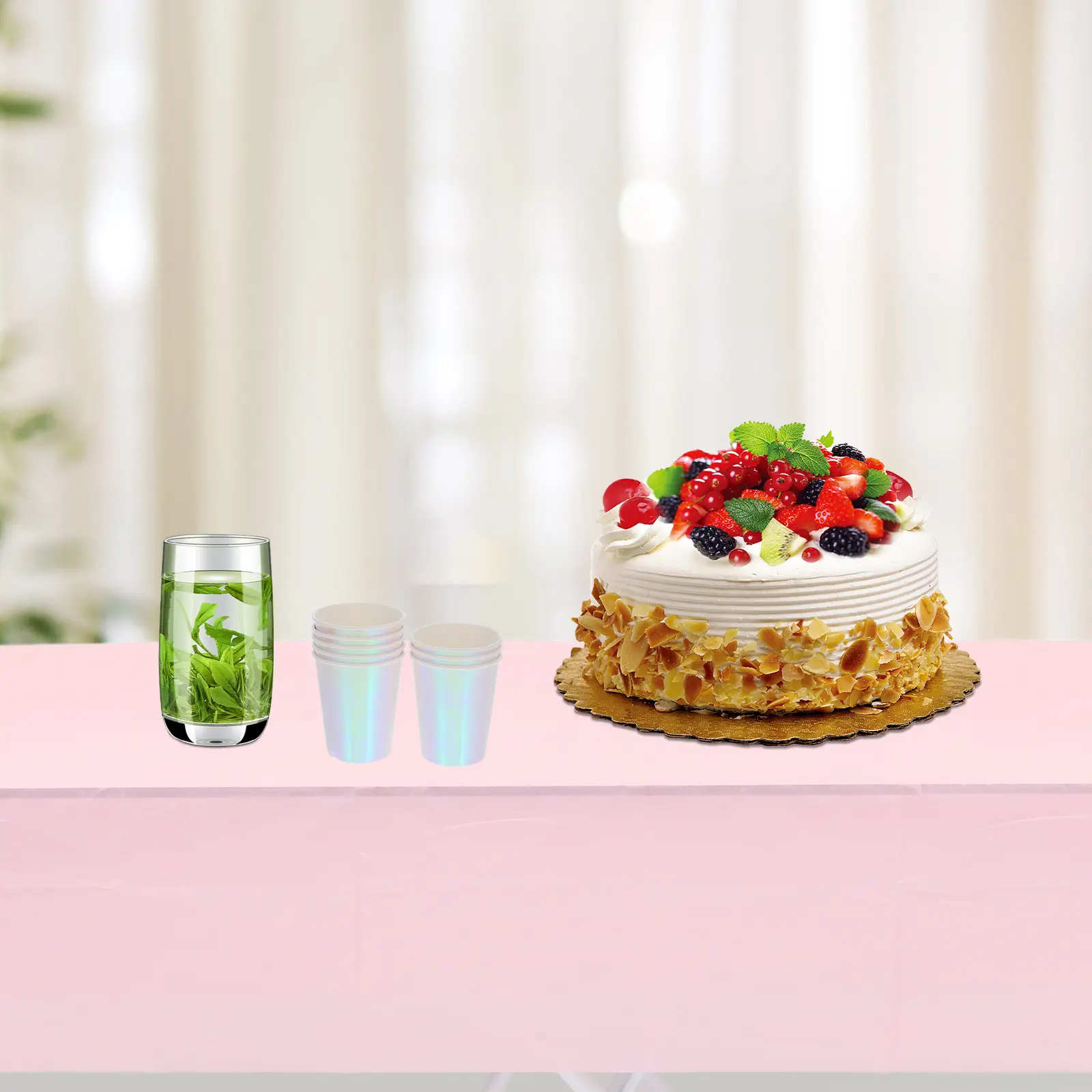 Disposable Party Supplies Snowflake Iridescent Paper Plates Cups Tablecloth Eco Friendly Winter Decorations for Birthday
