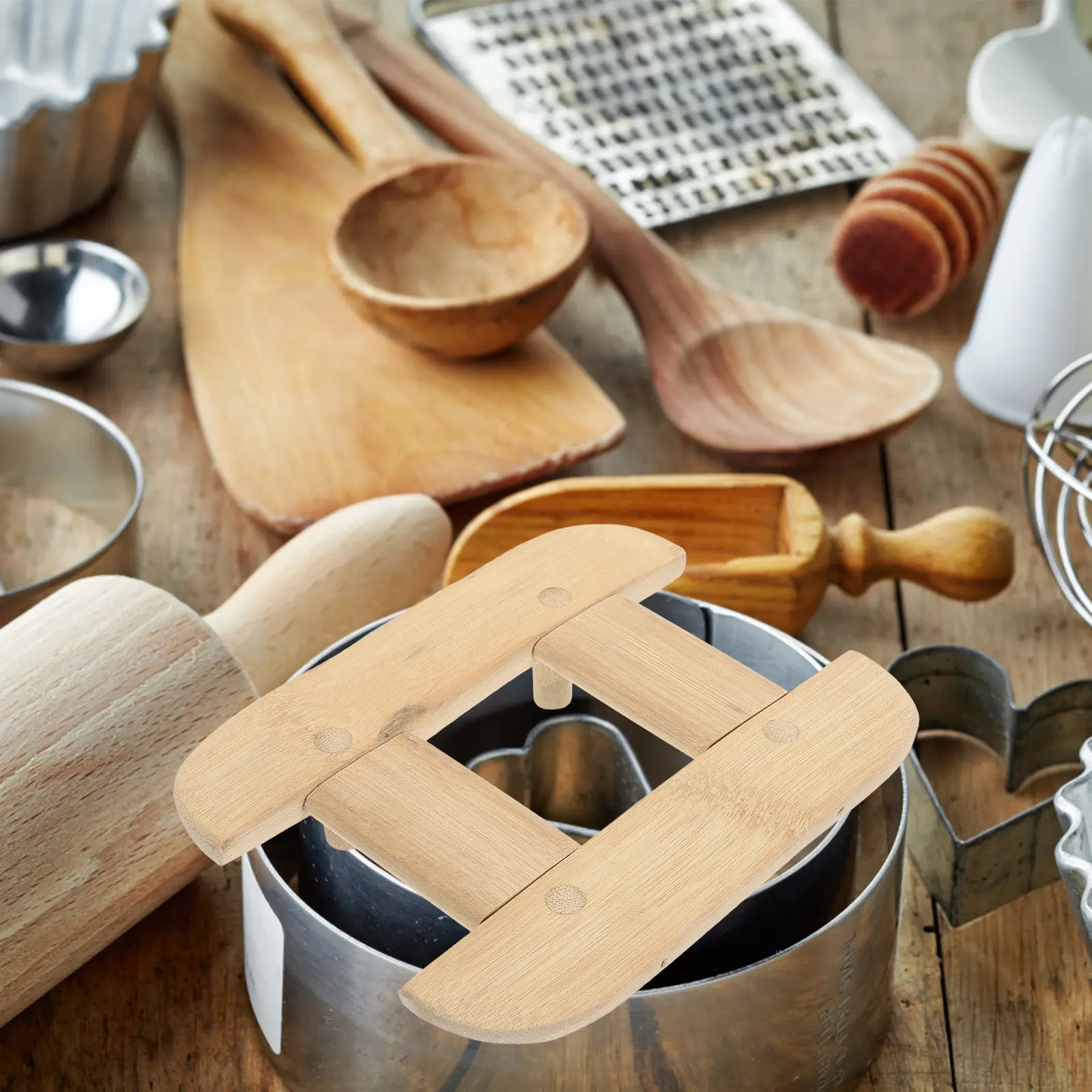 1pc Bamboo Steamer Rack Round Eggs Baking Oven Cooking Anti Scalding Wooden Thickened Water Isolation Stable Support