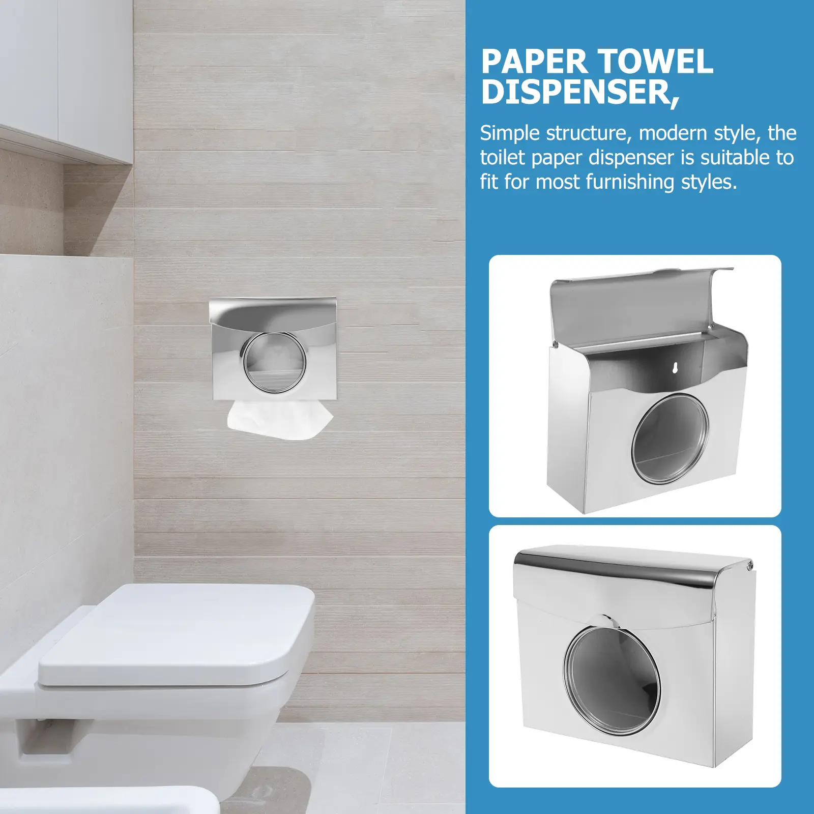 Stainless Steel Tissue Box Wall Mounted Storage Holder For Bathroom Living Room Kitchen Home Use Rectangular Reusable
