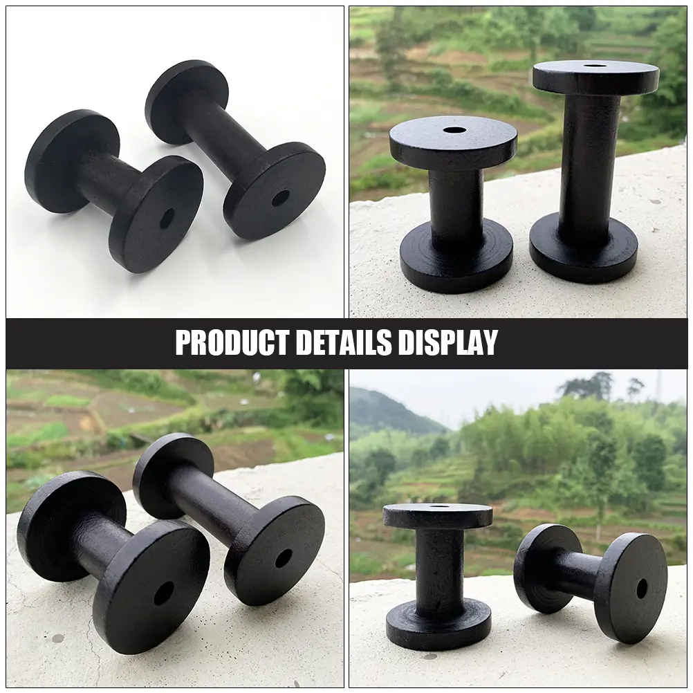2pcs 5x6cm Solid Wood Spools Retro Vintage Small Sewing Bobbins Yarn Storage Knitting Weaving Embroidery Thread Holders Wooden