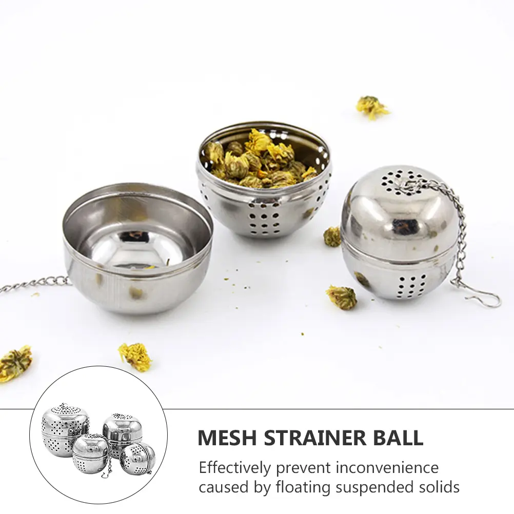 4pcs Stainless Steel Seasoning Ball Mesh Strainer Tea Filter Spice Filters Hook Chain Hang Hot Pot Anti Dropping Easy Clean