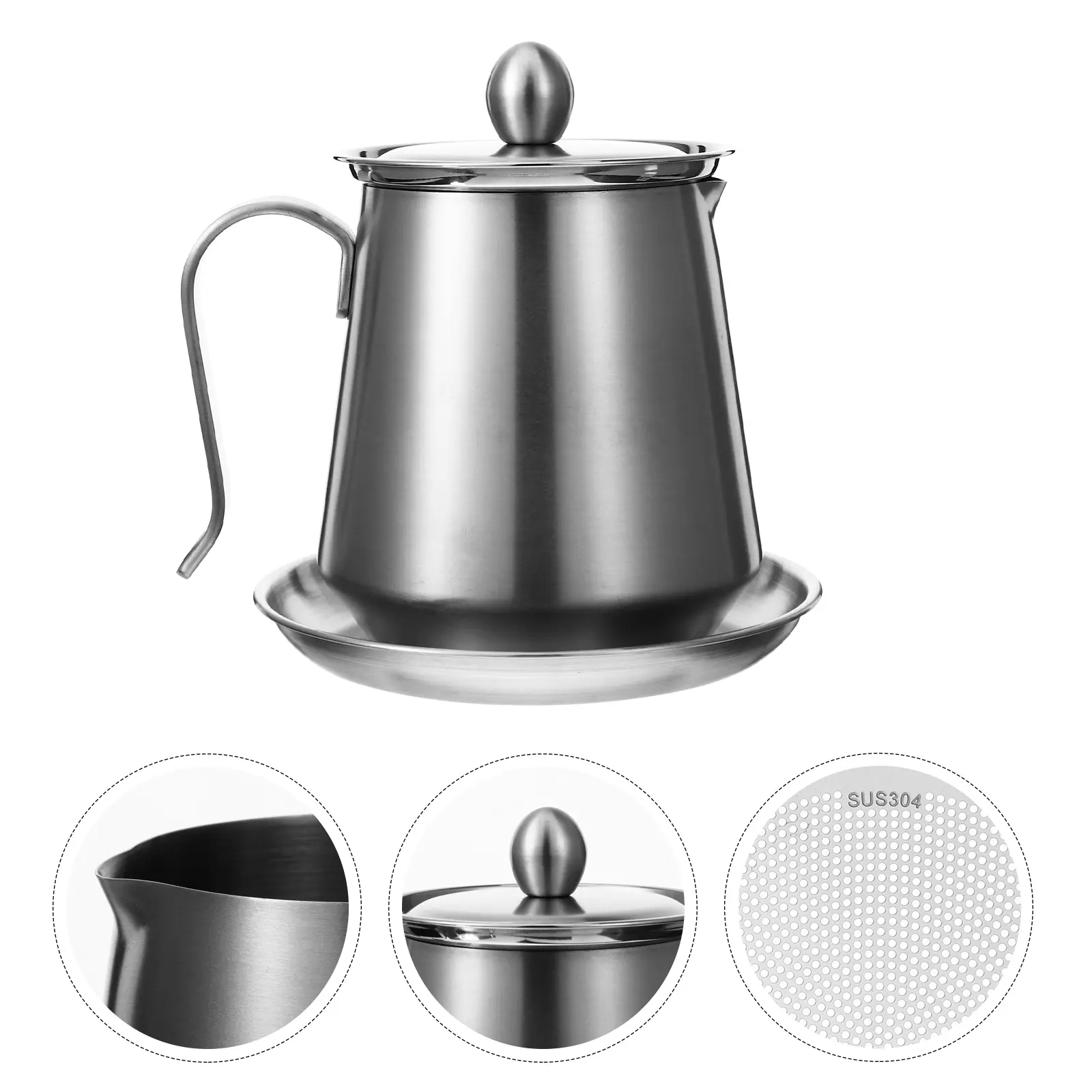 Stainless Steel Filter Fine Mesh Strainer Grease Tripod Storage Kitchen Restaurant Home Use Strainer Pot Household Pot Grease