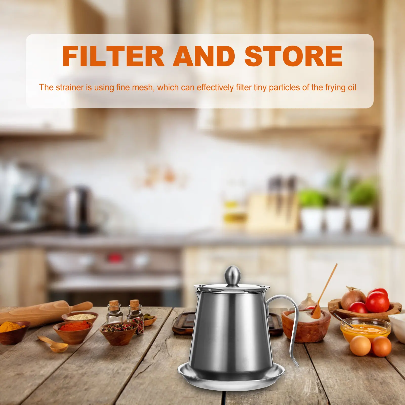 Stainless Steel Filter Fine Mesh Strainer Grease Tripod Storage Kitchen Restaurant Home Use Strainer Pot Household Pot Grease