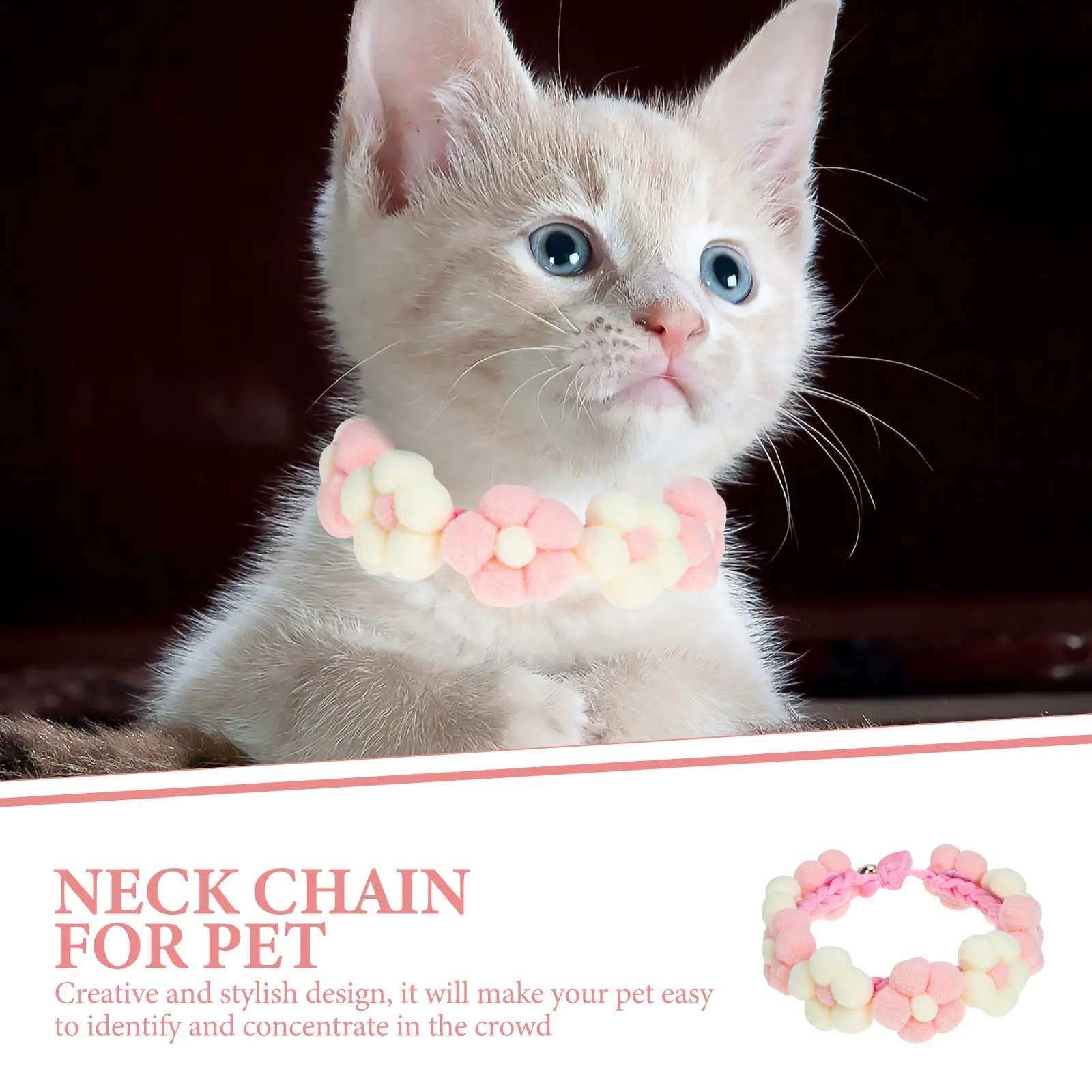 Pet Collar Floral Dog Cat Accessories Pink Petal Puppy ID Adjustable Neck Chain Photo Prop Pet Festival Durable Safe Long Use
