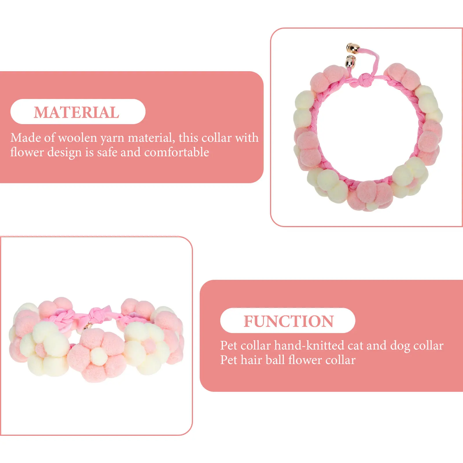 Pet Collar Floral Dog Cat Accessories Pink Petal Puppy ID Adjustable Neck Chain Photo Prop Pet Festival Durable Safe Long Use