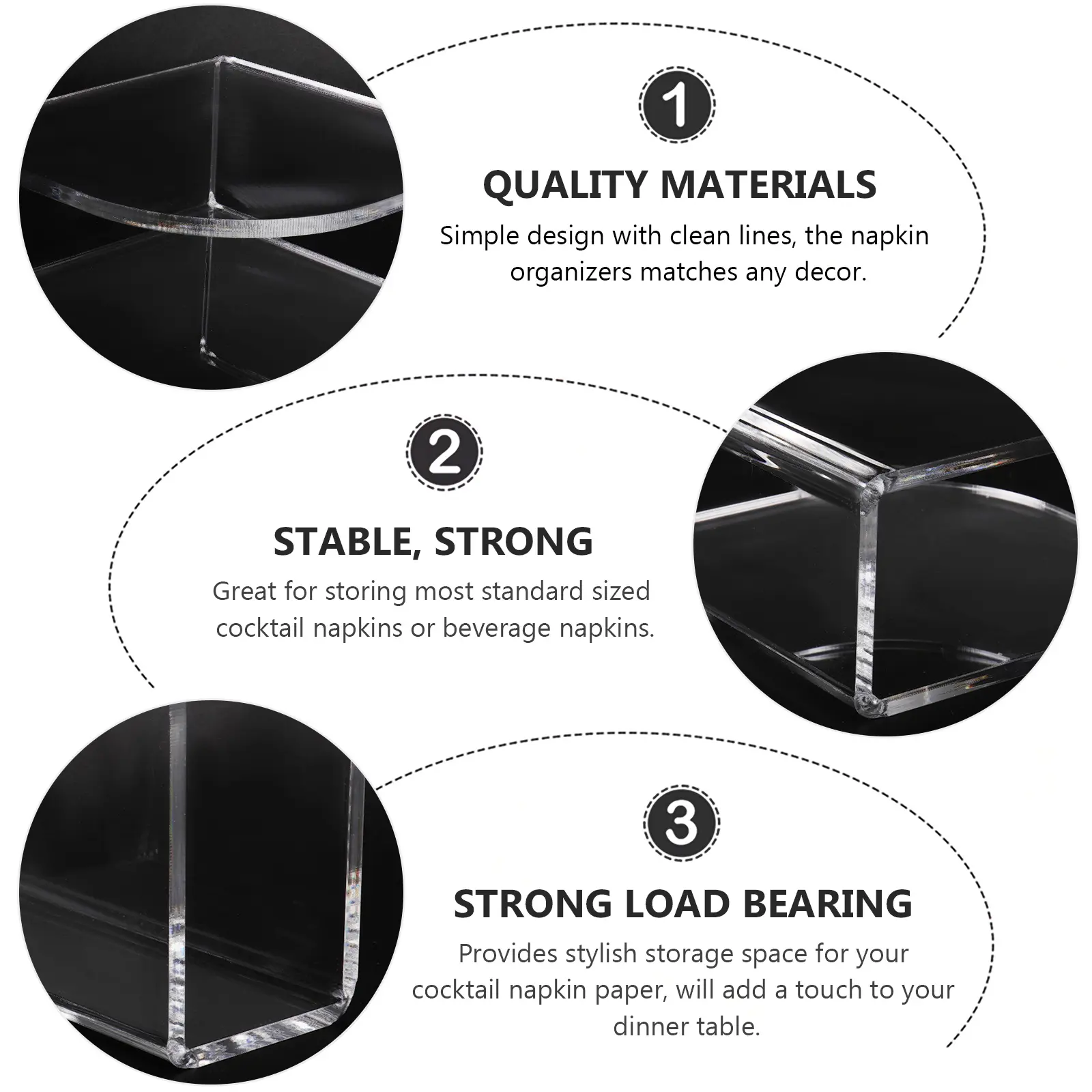 Napkin Holder Acrylic Premium Material Heart Shape Stylish Storage Rack Display Napkins Kitchen Dining Bar Cafe Office