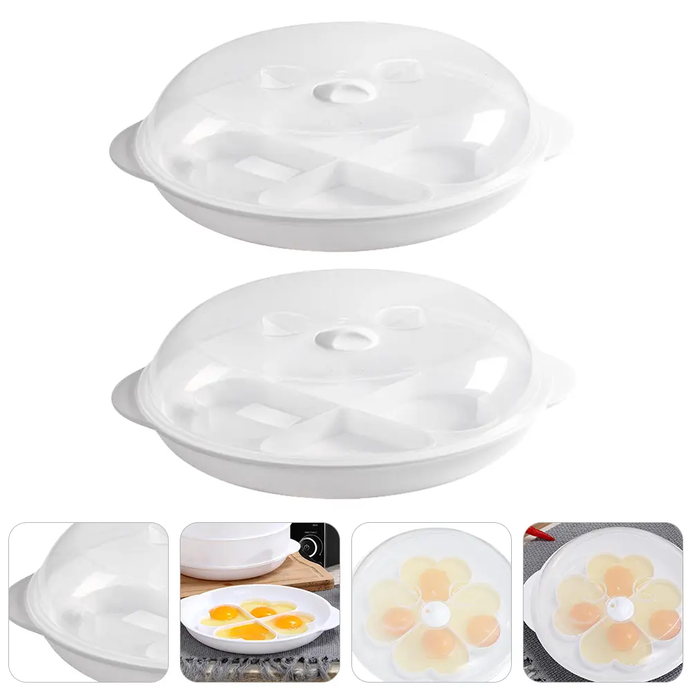 2pcs Steamer Microwave Cookware Pp Material Easy Clean Dishwasher Safe Heat Resistant Home Poacher Compact Design