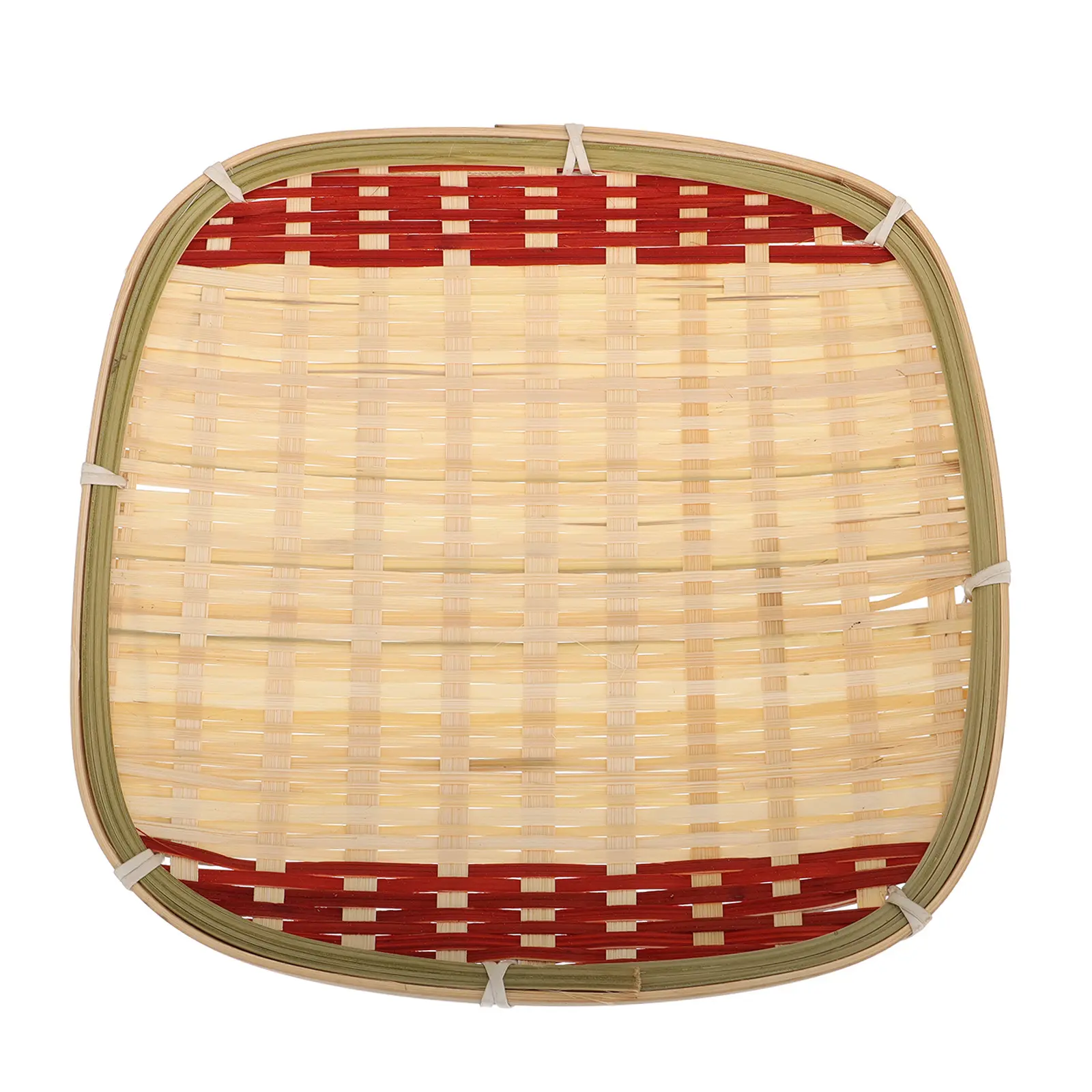 1pc Bamboo Woven Storage Baskets Lightweight Fruit Organizer Snacks Holder Compact Decorative Food Basket Square