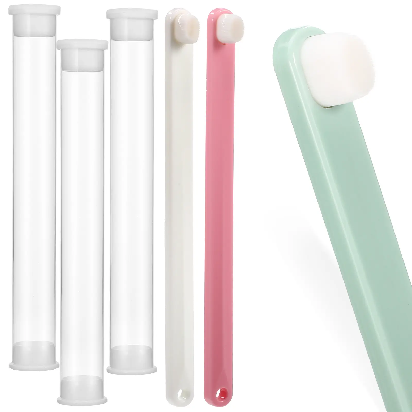 3pcs Pet al Cleaning Toothbrush Soft Bristles Small Head for Cats Dogs Rabbits Plastic H Dental Care Supplies Pink White