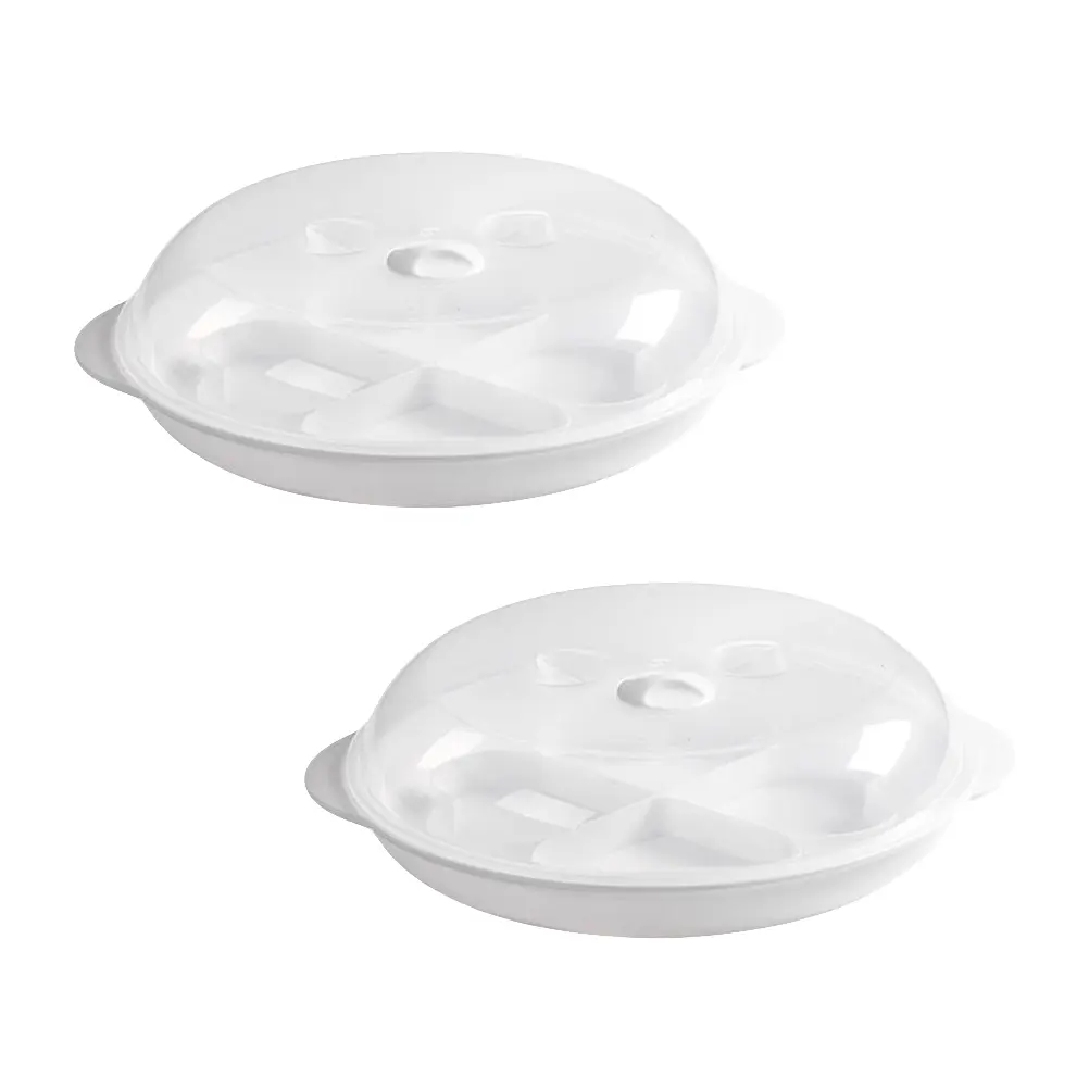 2pcs Steamer Microwave Cookware Pp Material Easy Clean Dishwasher Safe Heat Resistant Home Poacher Compact Design