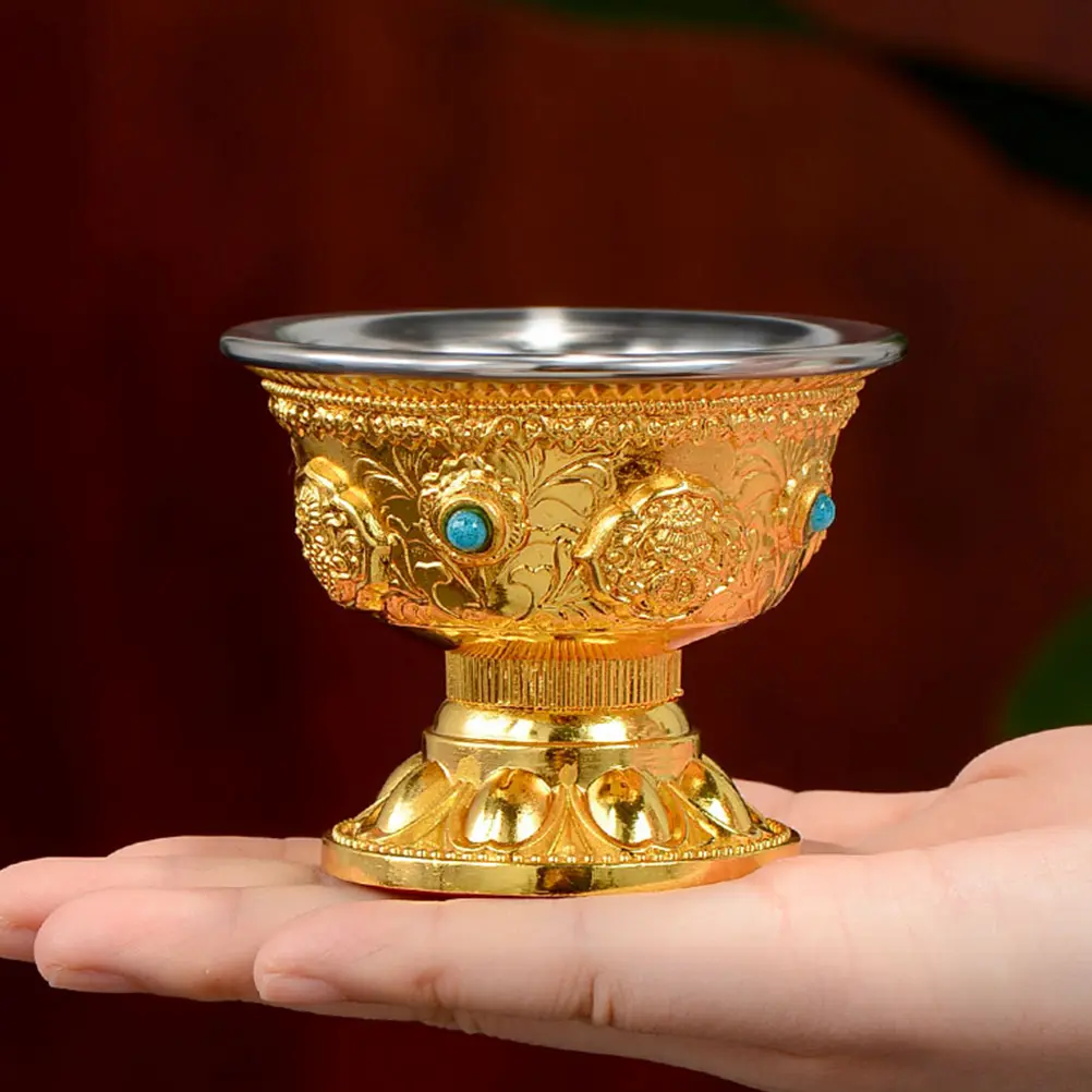 Golden Metal Detachable Exquisite Offering Wear-Resistant Tabletop Home Supply Temple Cup Multi-Function Holy