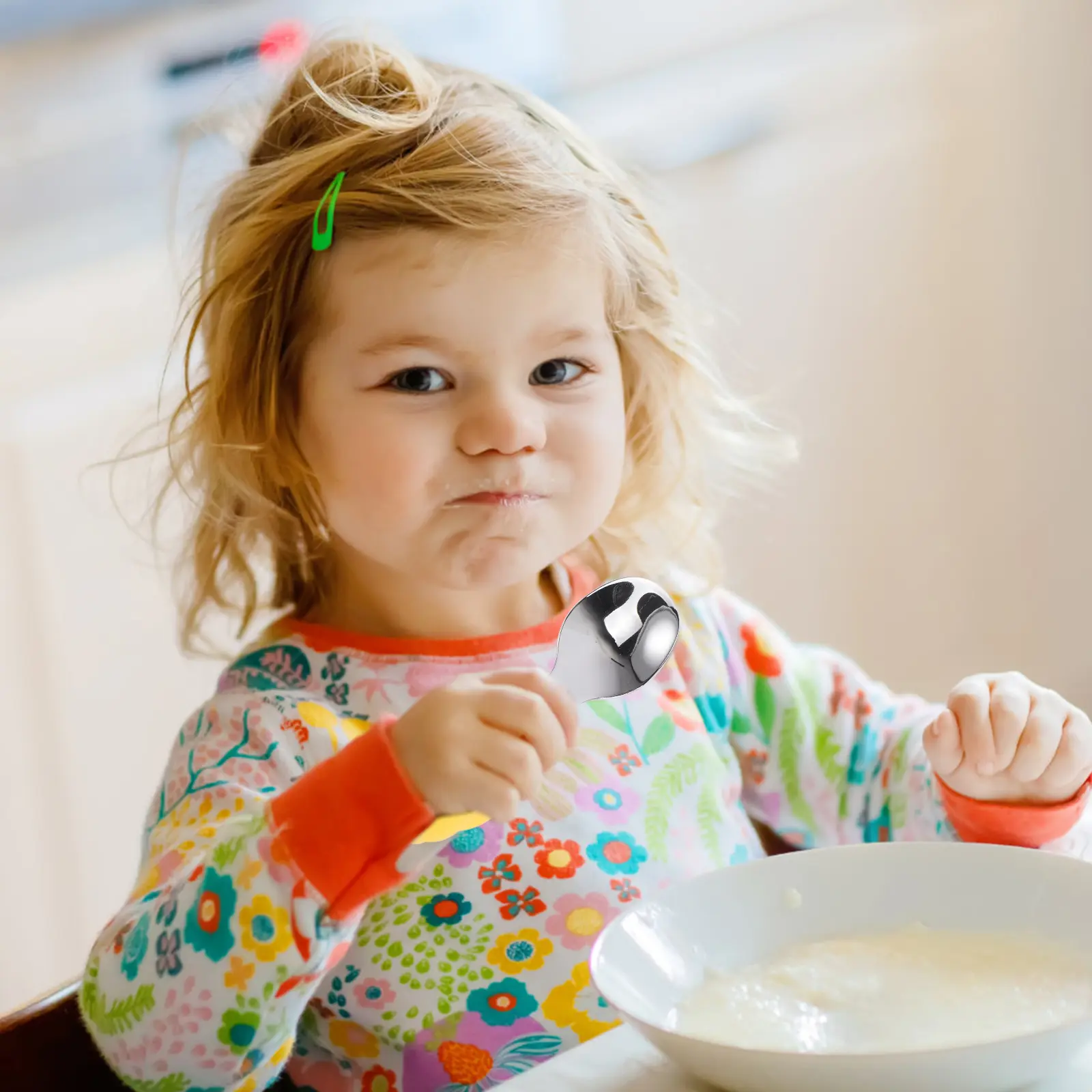 Silicone Baby Spoons Forks Short H Stainless Steel Learning Tableware Dinning Utensils Kids Training High Temp Resistance