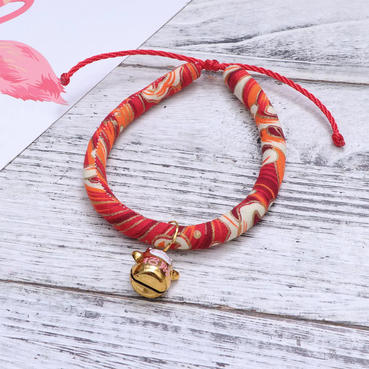 Cat Bell Collar Personalized Tie Adjustable Handcraft Pet Supplies Japanese for Cats Walking