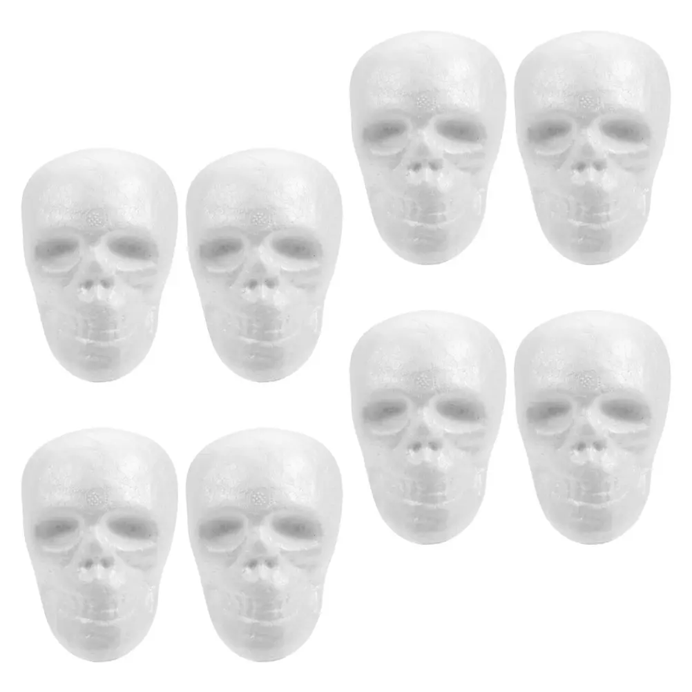 8pcs Halloween Foam Decor Paintable Polystyrene Skull Heads For Indoor Outdoor Party Decoration Mini Halloween Skull Ornaments