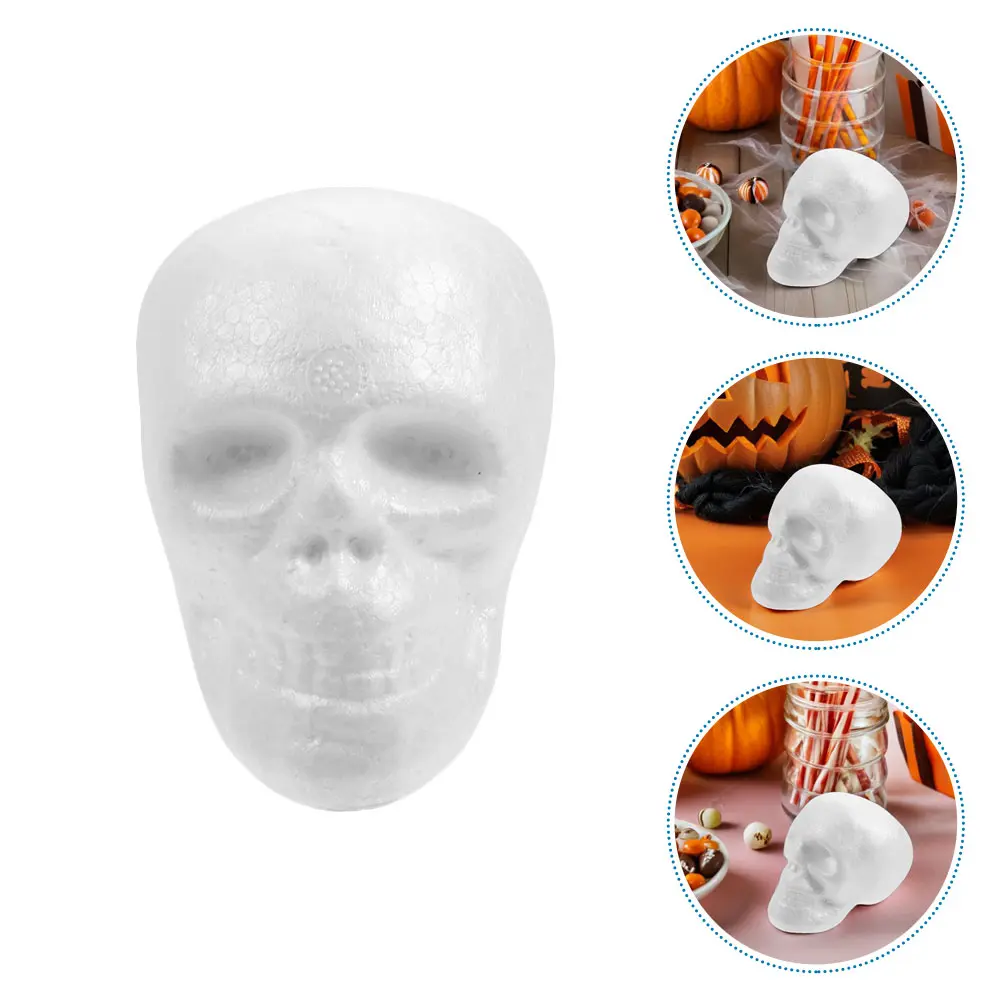 8pcs Halloween Foam Decor Paintable Polystyrene Skull Heads For Indoor Outdoor Party Decoration Mini Halloween Skull Ornaments