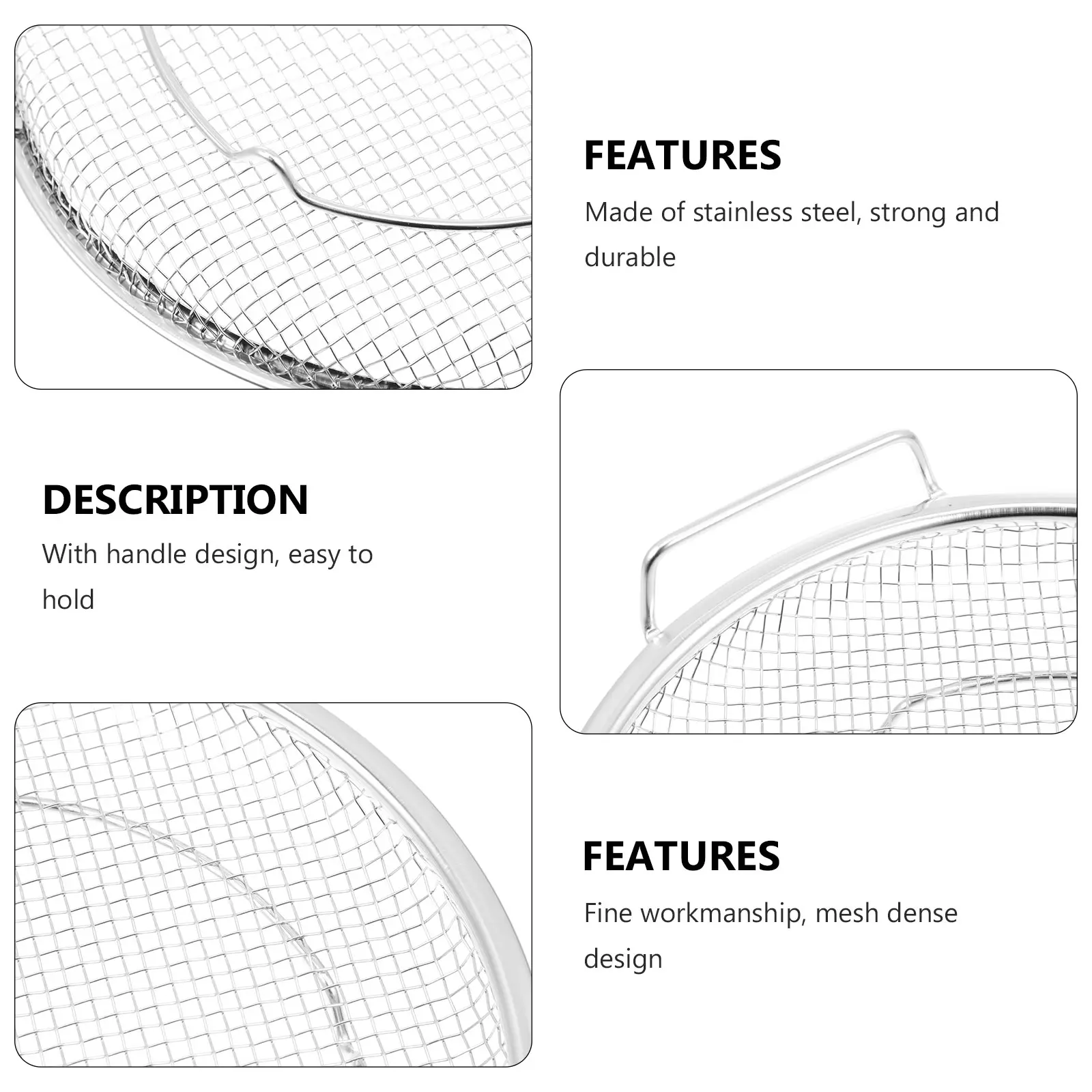 Stainless Steel Round Steamer Rack Double Handles Food Grade Drain Basket For Kitchen Home Use Cookware Storage Tray