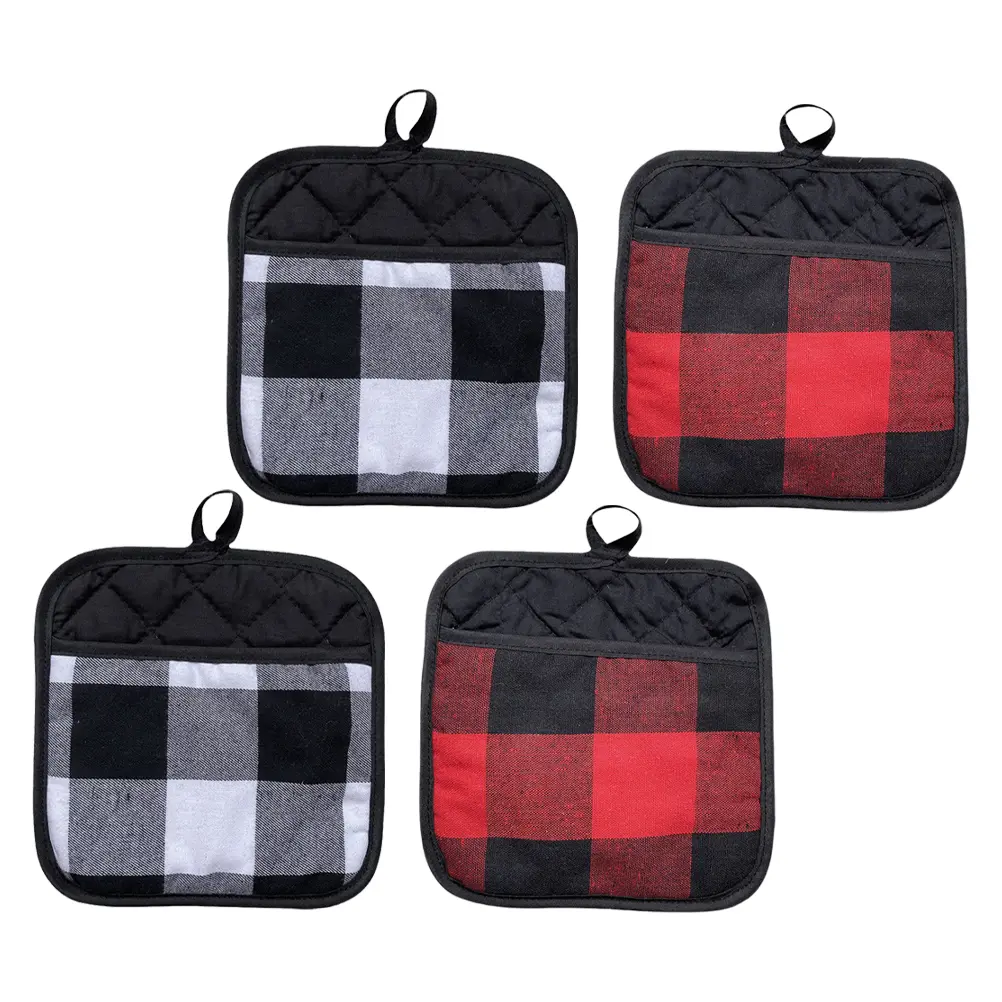 4 Pcs Heat Resistant Gloves Oven Mitts Microwave Pot Holders Kitchen Baking Cotton Non Slip Thermal Insulation Protective