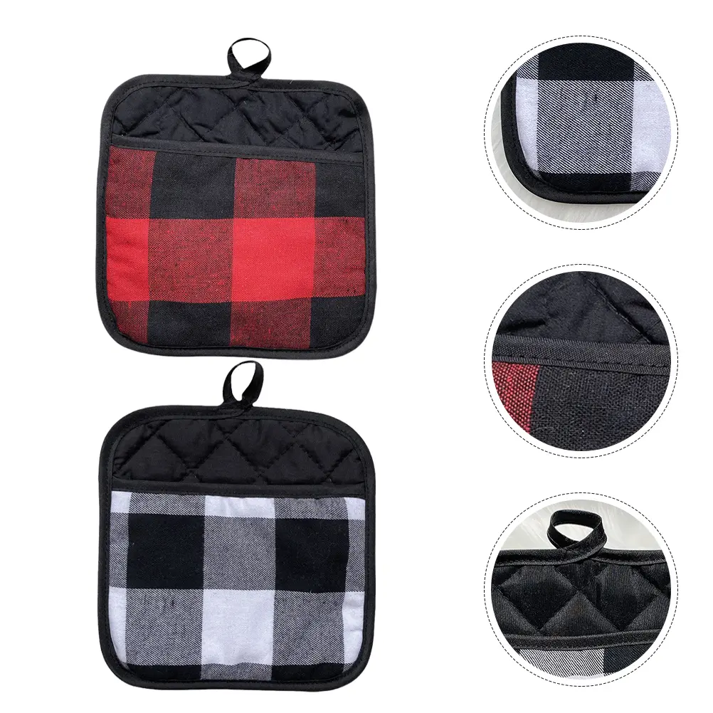 4 Pcs Heat Resistant Gloves Oven Mitts Microwave Pot Holders Kitchen Baking Cotton Non Slip Thermal Insulation Protective