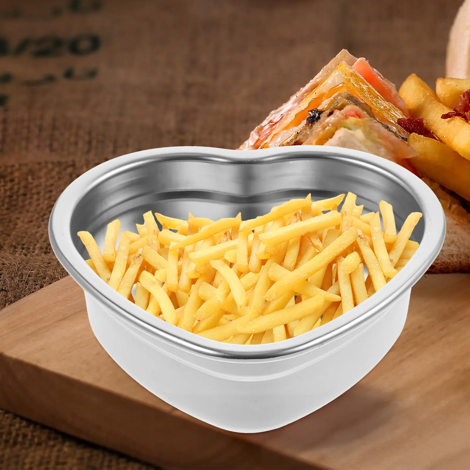Stainless Steel Snack Dish Service Plate Dishes Dessert Heart Platters Tray Platter Shaped Household Barbecue Tool