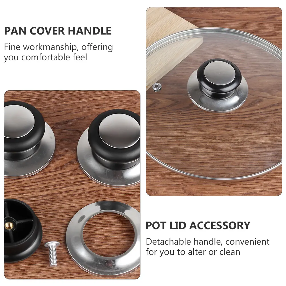 10pcs Universal Lid Handle Pot Cover Handles Stainless Steel Grip Knob Heat Resistant Easy Install Rustproof