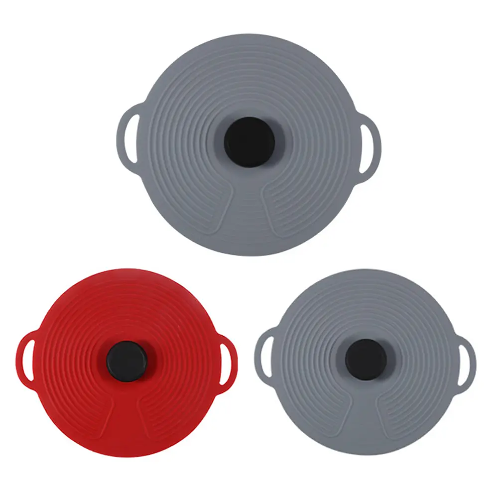 3pcs Silicone Fresh Cover Food Containers Lids Dust-proof Airtight Reusable Double-color Black Kitchen Cookware Parts