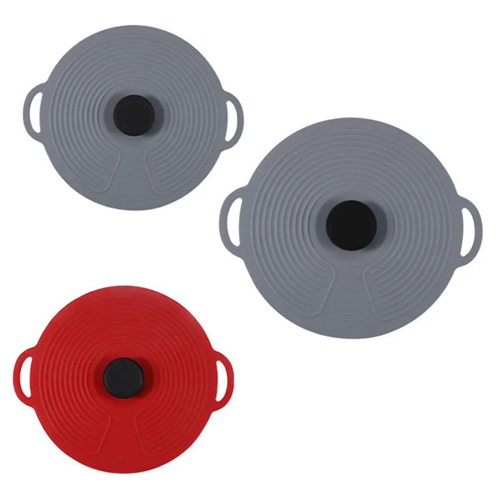 3pcs Silicone Fresh Cover Food Containers Lids Dust-proof Airtight Reusable Double-color Black Kitchen Cookware Parts