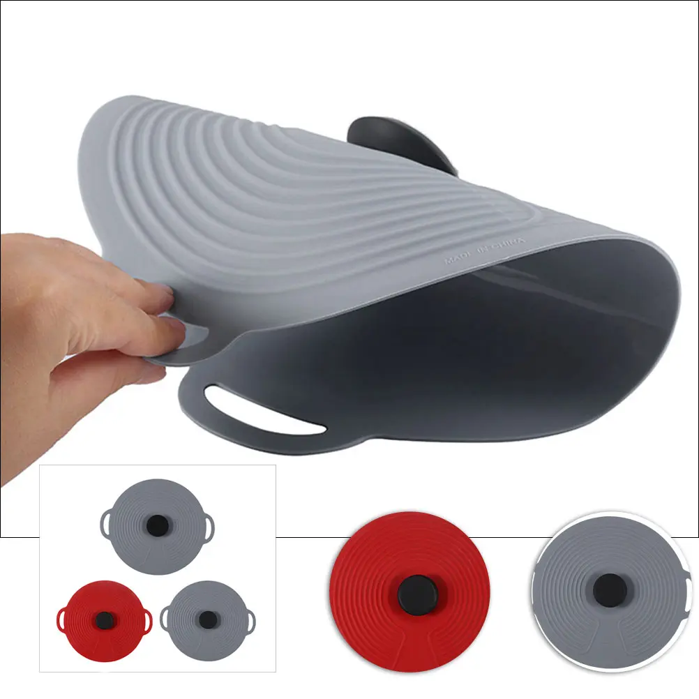 3pcs Silicone Fresh Cover Food Containers Lids Dust-proof Airtight Reusable Double-color Black Kitchen Cookware Parts