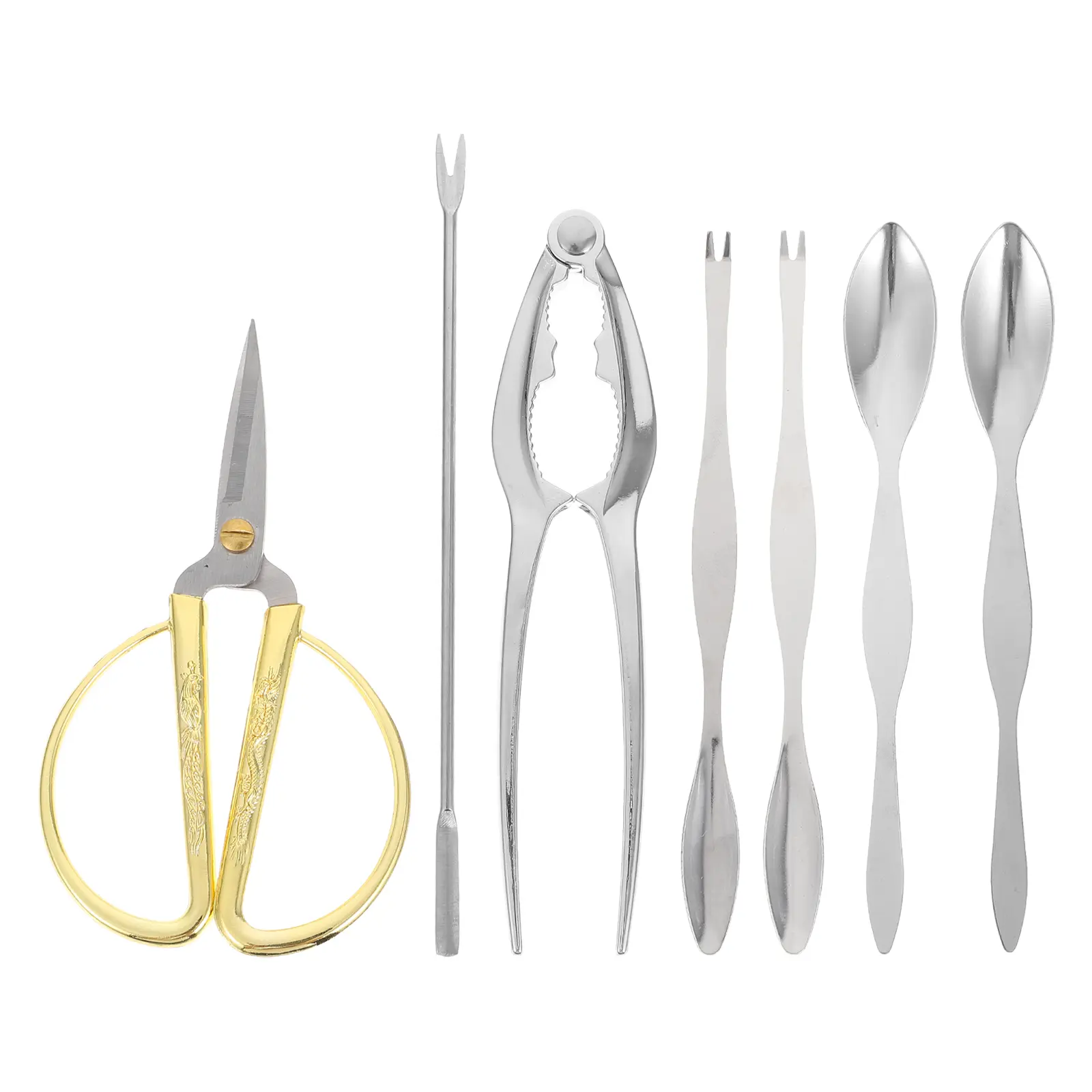 Crab Eating Tool Set Stainless Steel Zinc Alloy Kitchen Gadgets Hairy Leg Clamp Shear Scoop Pick Seafood Utensils Easy Clean Fun