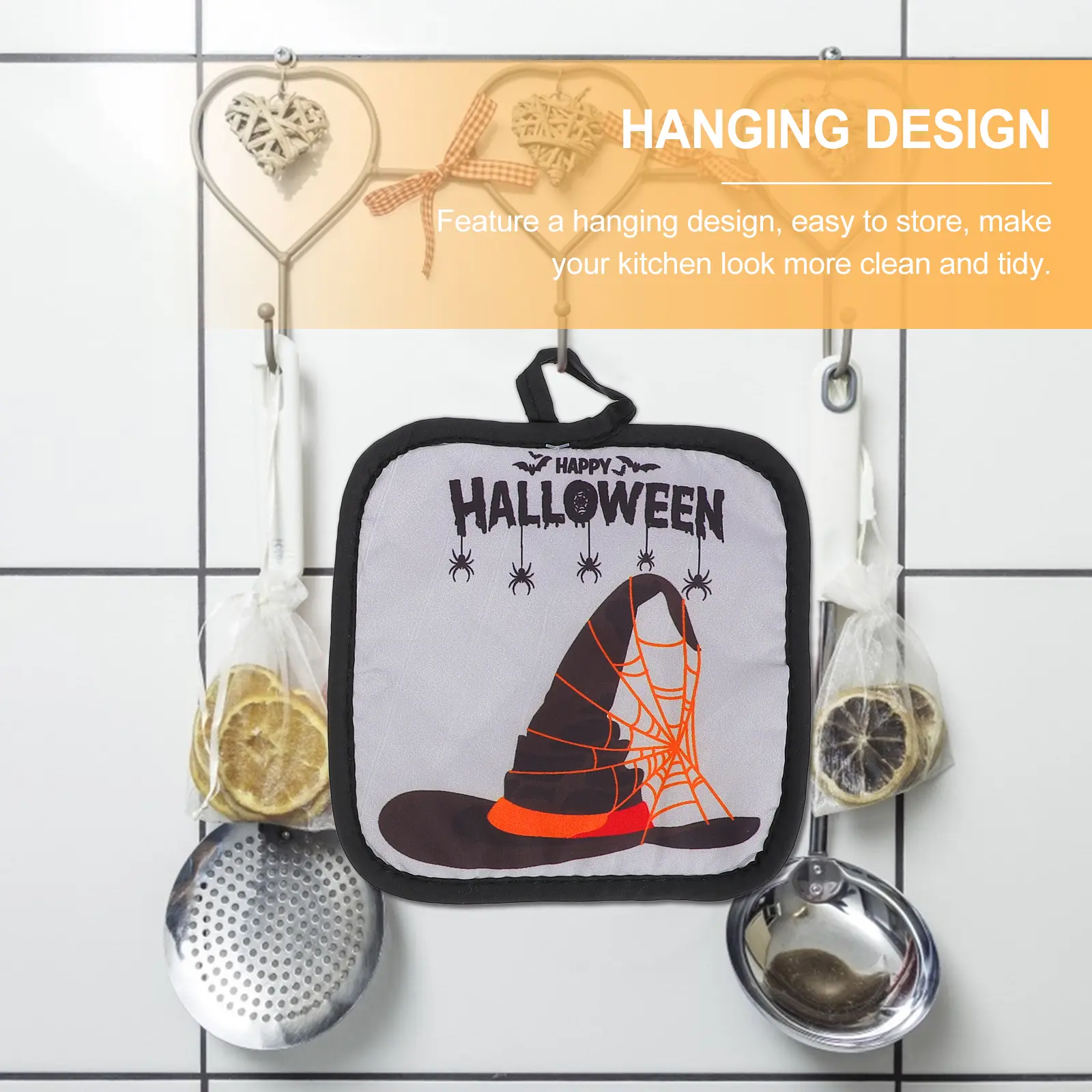 2 Pcs Heat Insulation Gloves Oven Mitts Kitchen Resistant Microwave Halloween Pattern Baking Set Protect Wrist Burns Non