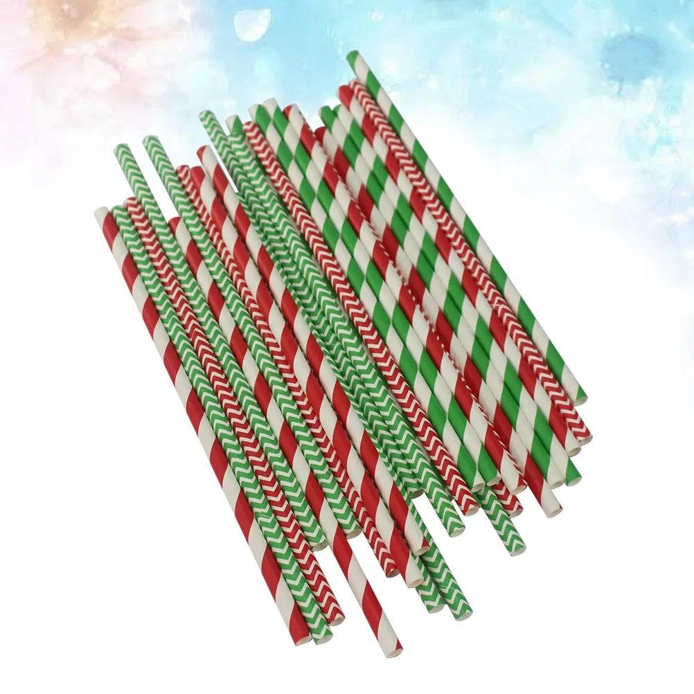 Festive Disposable Paper Straws Bulk Decorative Drinking Straws Safe Non-Toxic Straws For Events Cocktails And Parties Green