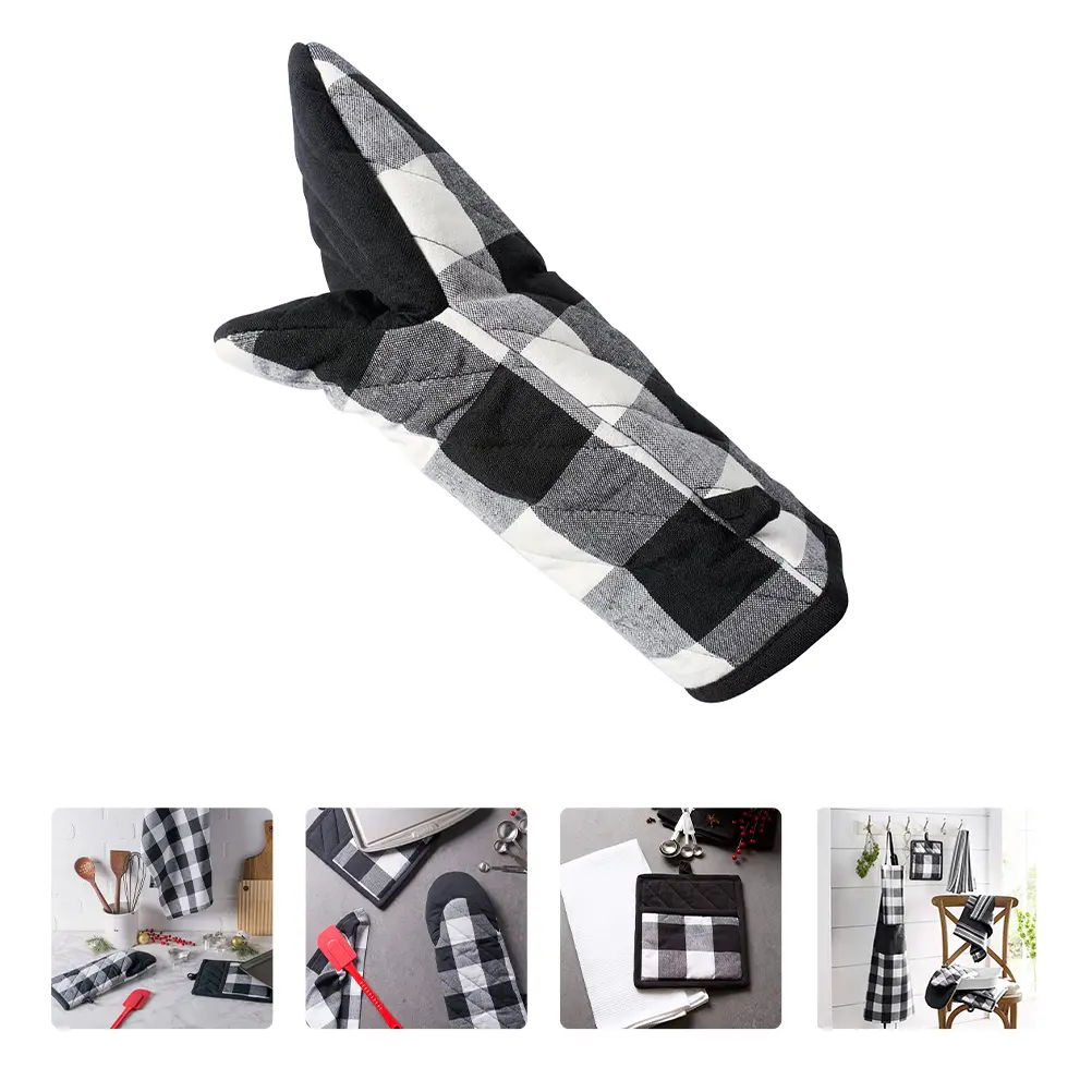 Cotton Heat Resistant Gloves Set Microwave Pad Oven Mitts Safe Storage Kitchen Supplies Cake Shop Bakery Food Factory