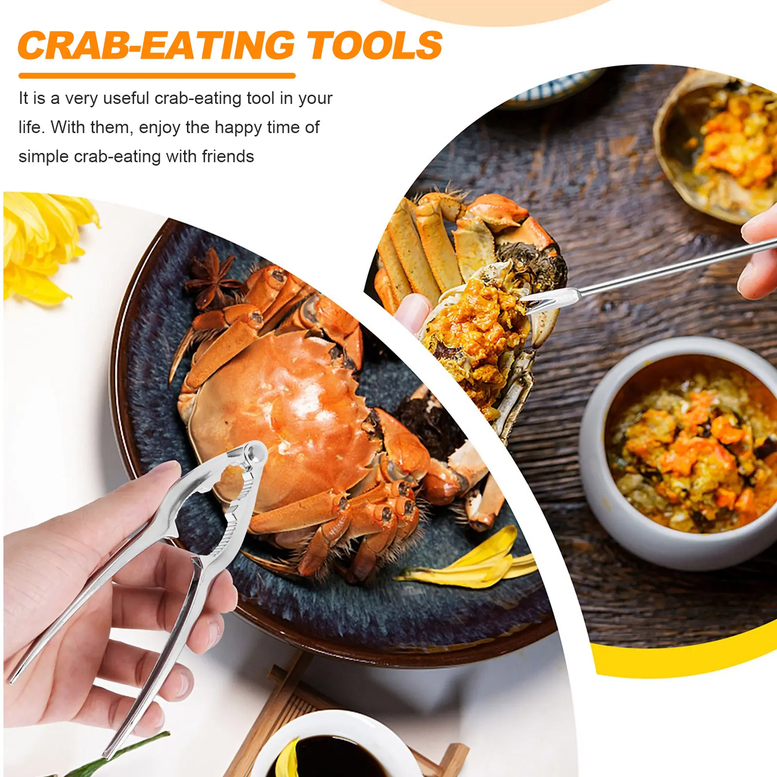 Crab Eating Tool Set Stainless Steel Zinc Alloy Kitchen Gadgets Hairy Leg Clamp Shear Scoop Pick Seafood Utensils Easy Clean Fun