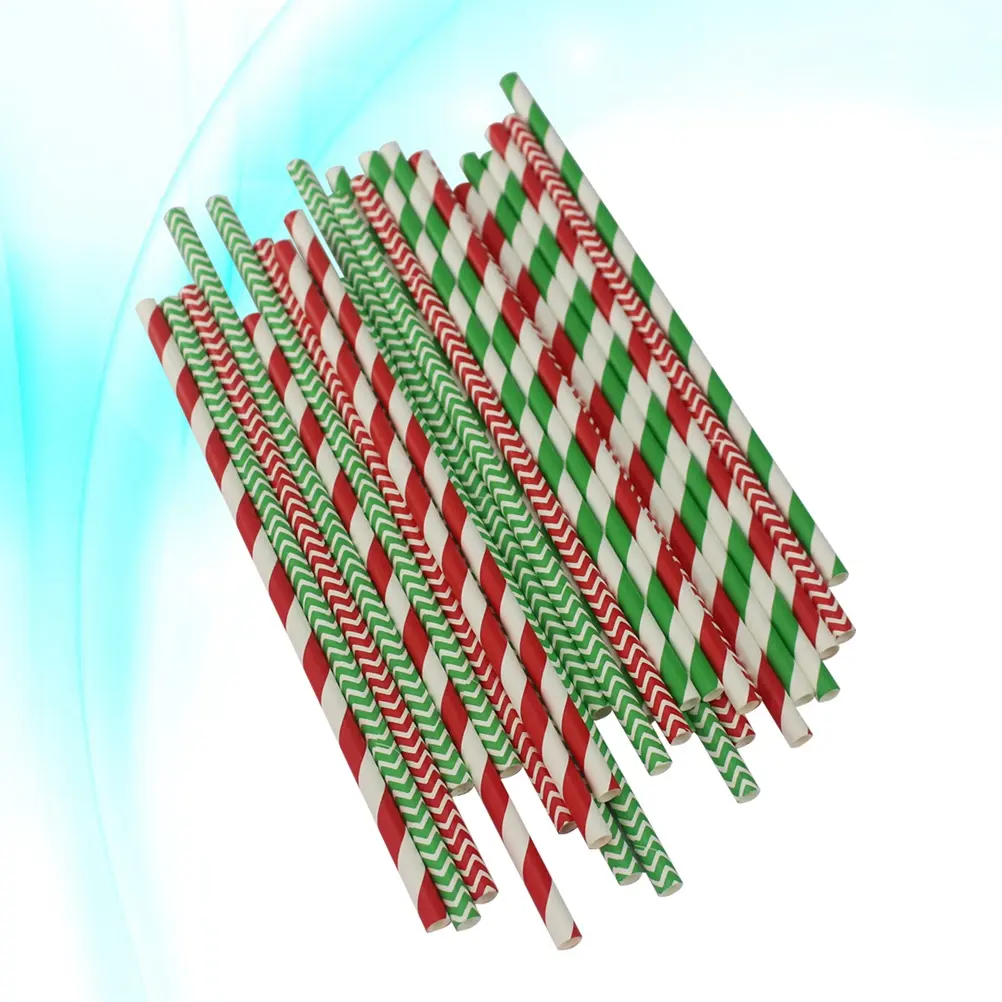 Festive Disposable Paper Straws Bulk Decorative Drinking Straws Safe Non-Toxic Straws For Events Cocktails And Parties Green