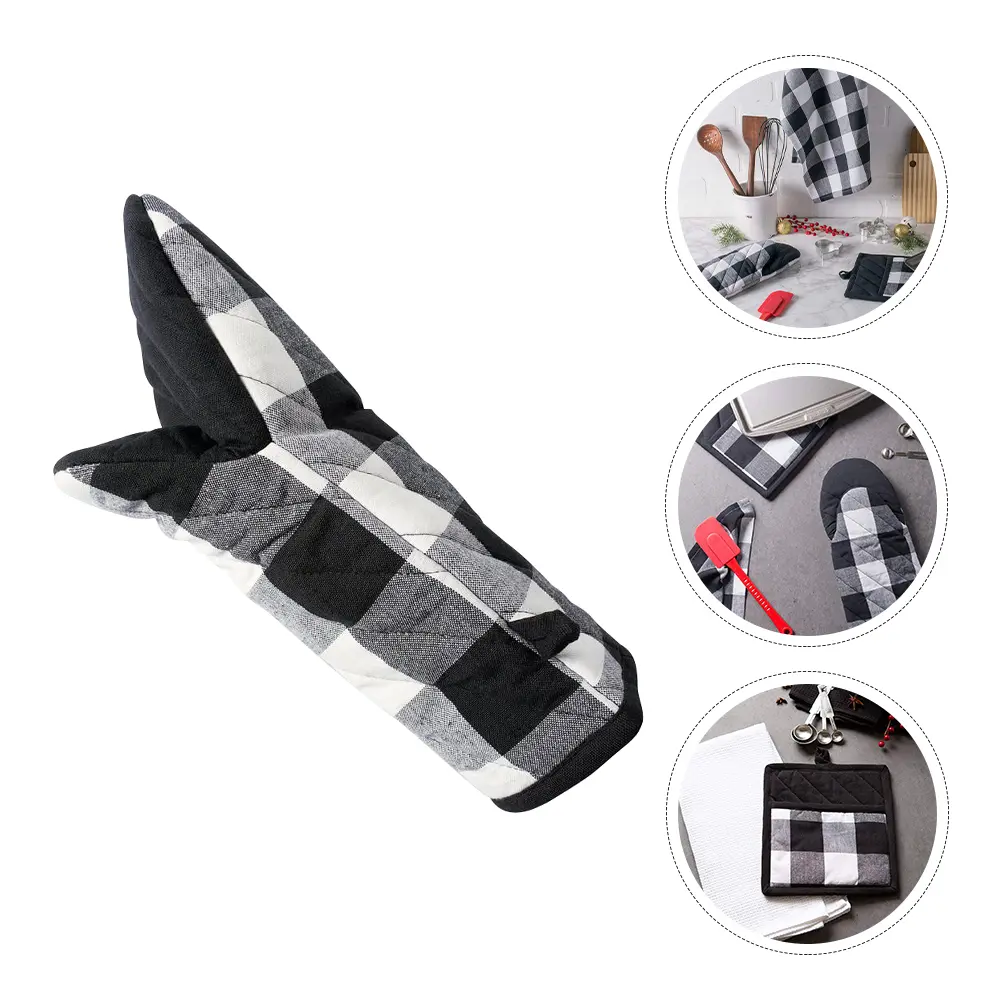 Cotton Heat Resistant Gloves Set Microwave Pad Oven Mitts Safe Storage Kitchen Supplies Cake Shop Bakery Food Factory
