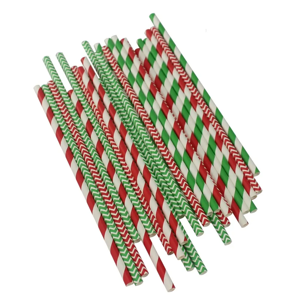 Festive Disposable Paper Straws Bulk Decorative Drinking Straws Safe Non-Toxic Straws For Events Cocktails And Parties Green