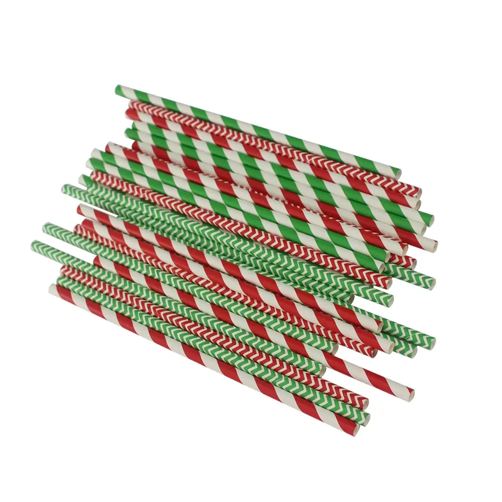 Festive Disposable Paper Straws Bulk Decorative Drinking Straws Safe Non-Toxic Straws For Events Cocktails And Parties Green