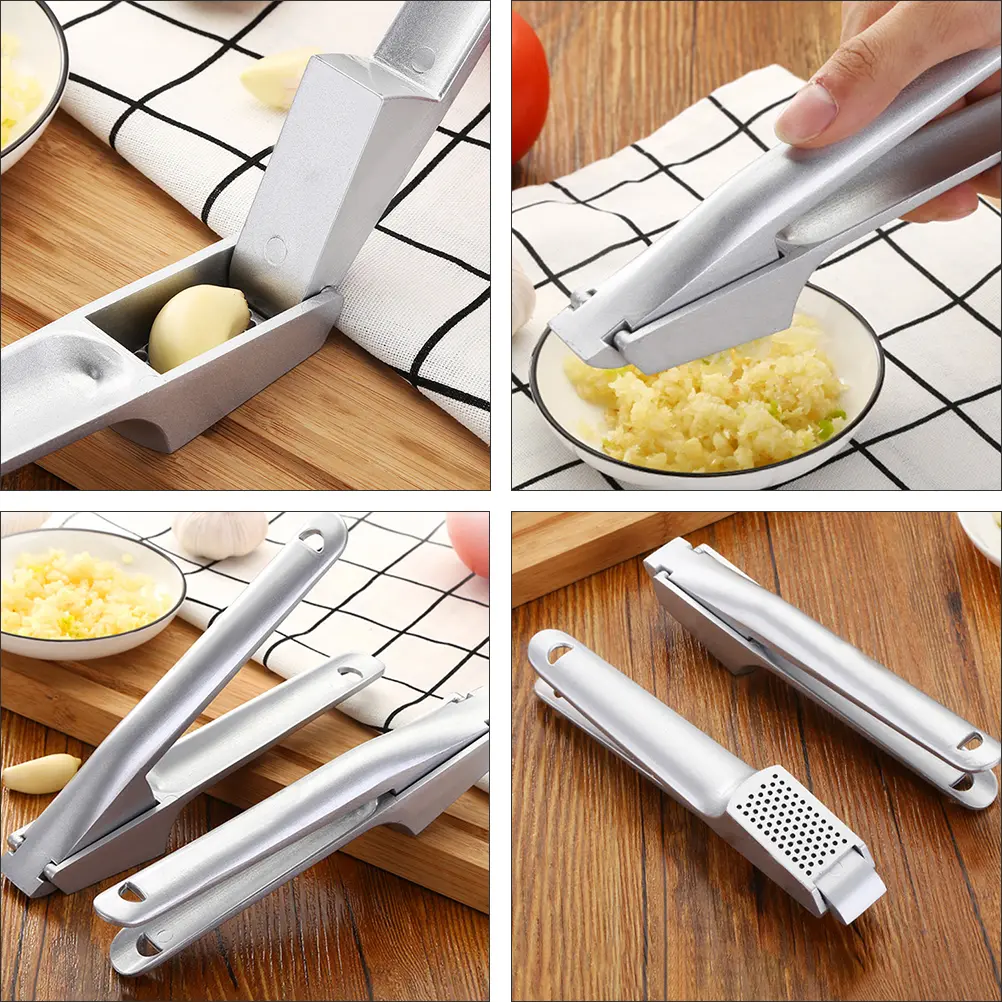 Premium Aluminum Alloy Garlic Press Masher Tool Household Manual Crusher Detachable Mincing Chopper for Kitchen Cooking