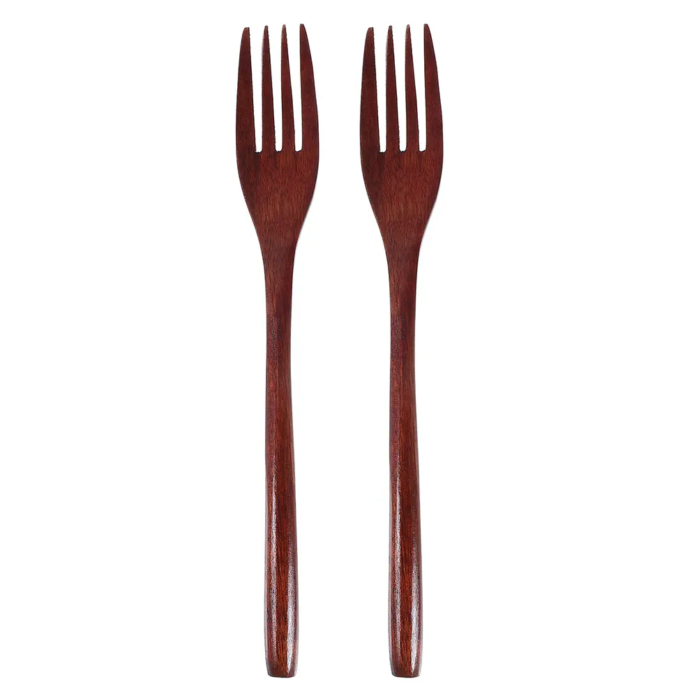 2Pcs Wooden Salad Forks Ergonomic Design Natural Material for Mixing Serving Cooking Pasta Salad Fork Kitchen Utensils