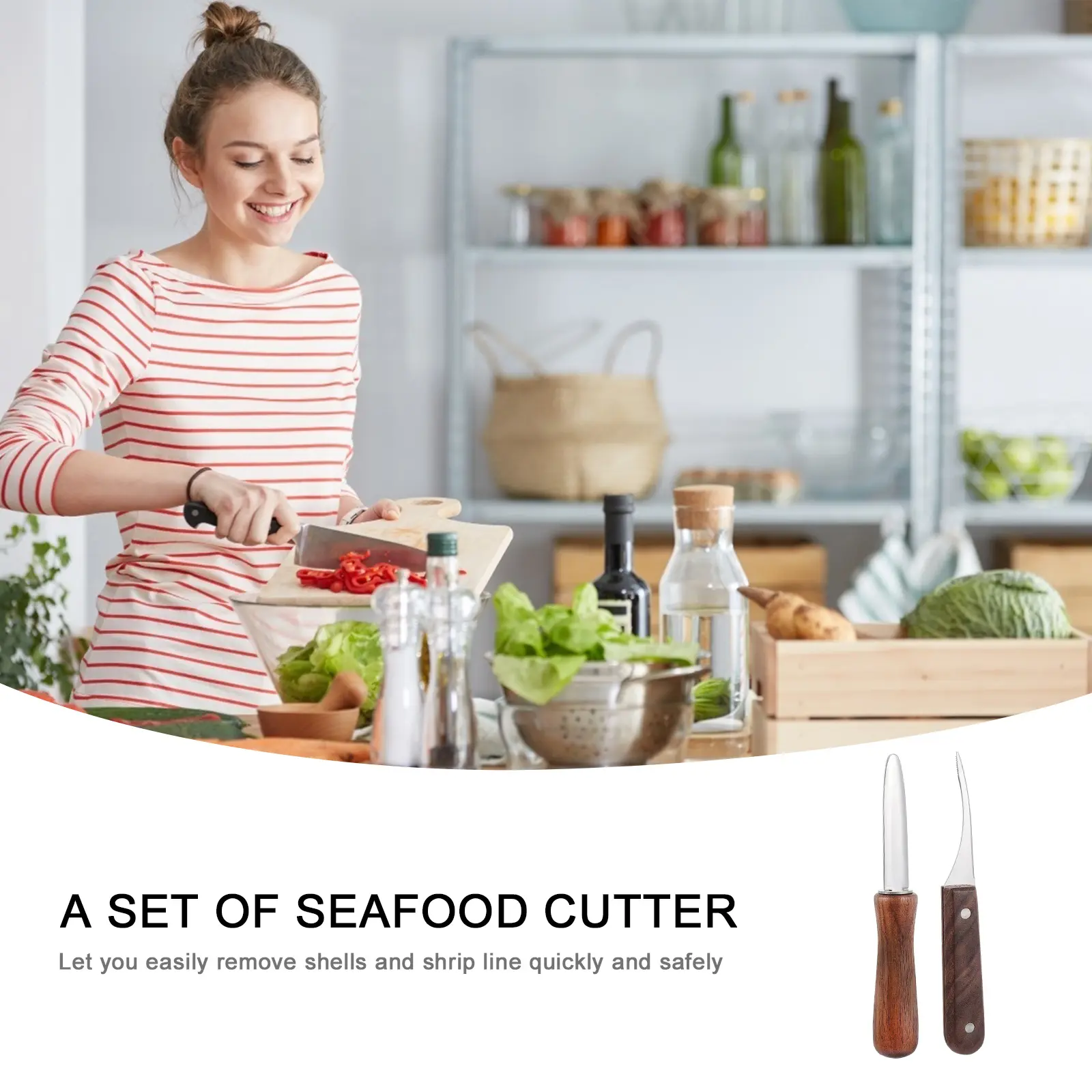 2 pcs Oyster Knife Prawn Peeler Shucking Tool Seafood Opener Clam Shucker Shrimp Line Shell Remover Kitchen Gadgets