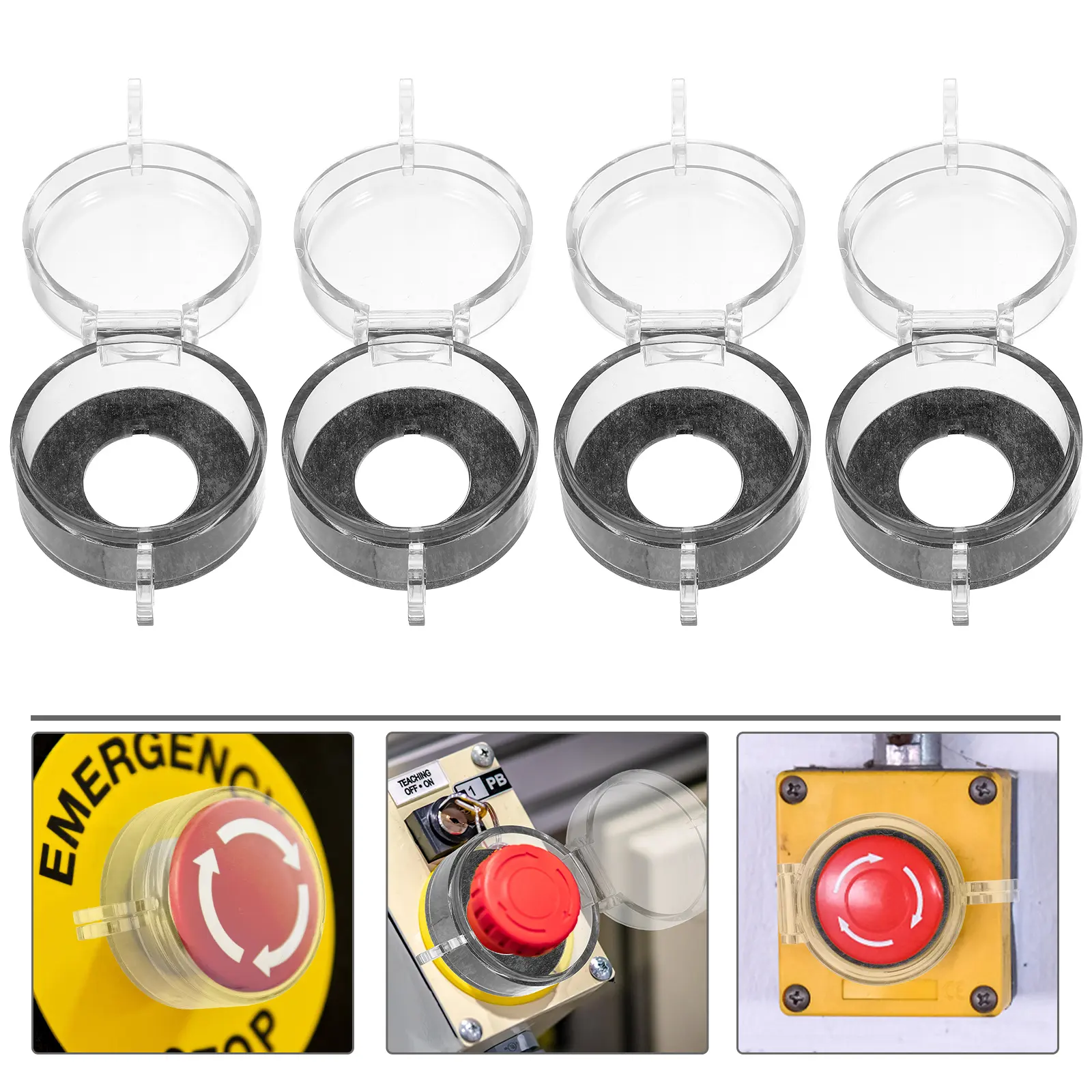 4pcs 22mm Emergency Stop Button Cover Transparent Switch Protector 50x32 Plastic Safety Guard Kitchen Bar Accessories