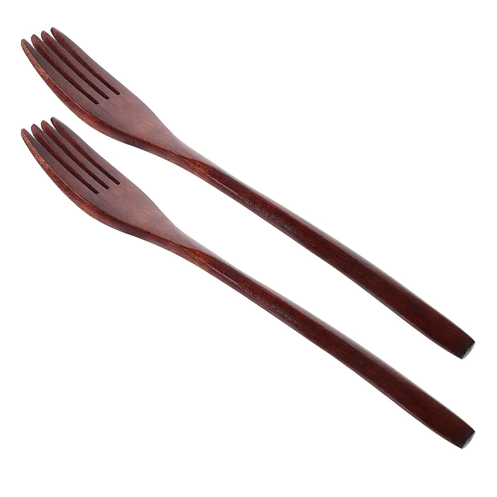 2Pcs Wooden Salad Forks Ergonomic Design Natural Material for Mixing Serving Cooking Pasta Salad Fork Kitchen Utensils