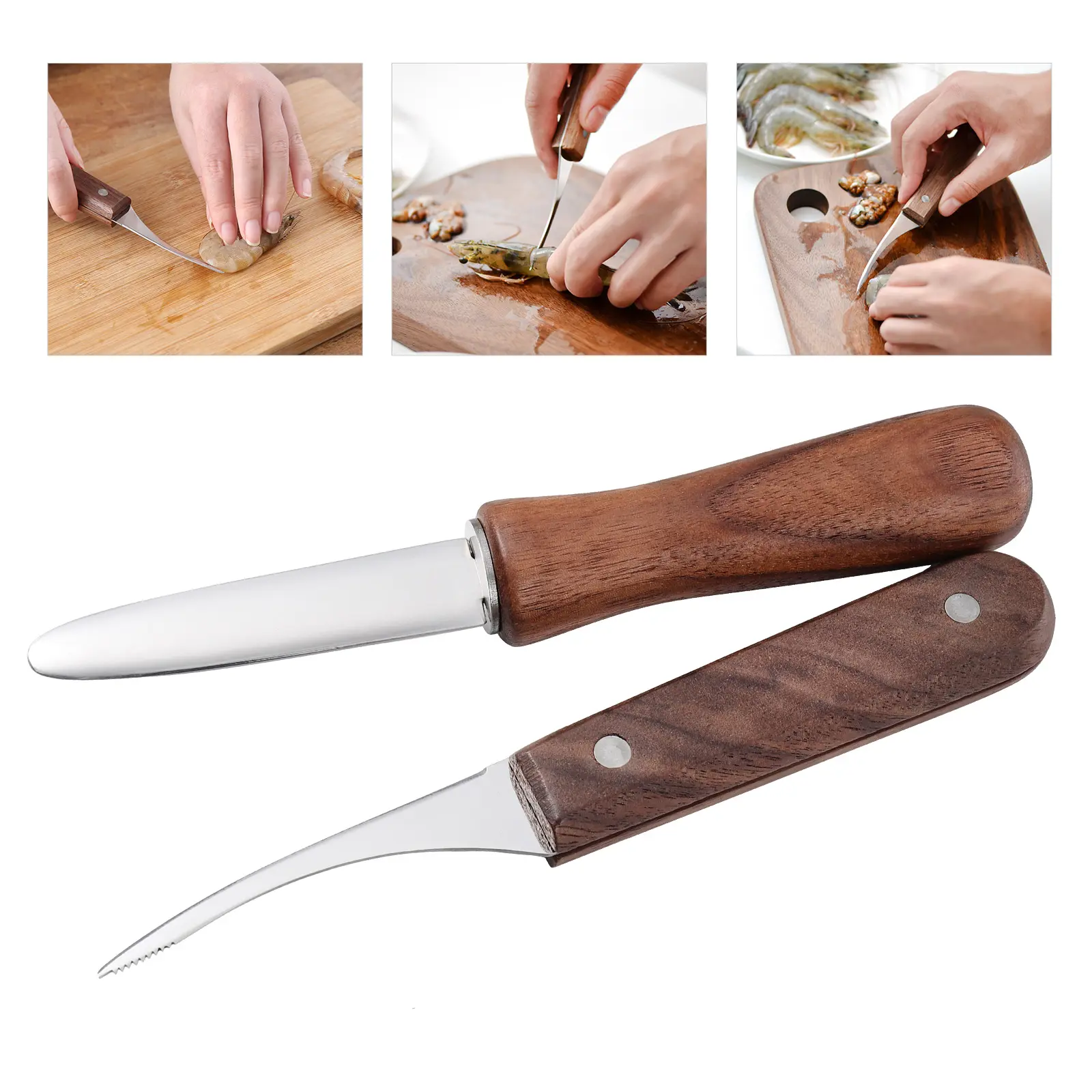 2 pcs Oyster Knife Prawn Peeler Shucking Tool Seafood Opener Clam Shucker Shrimp Line Shell Remover Kitchen Gadgets