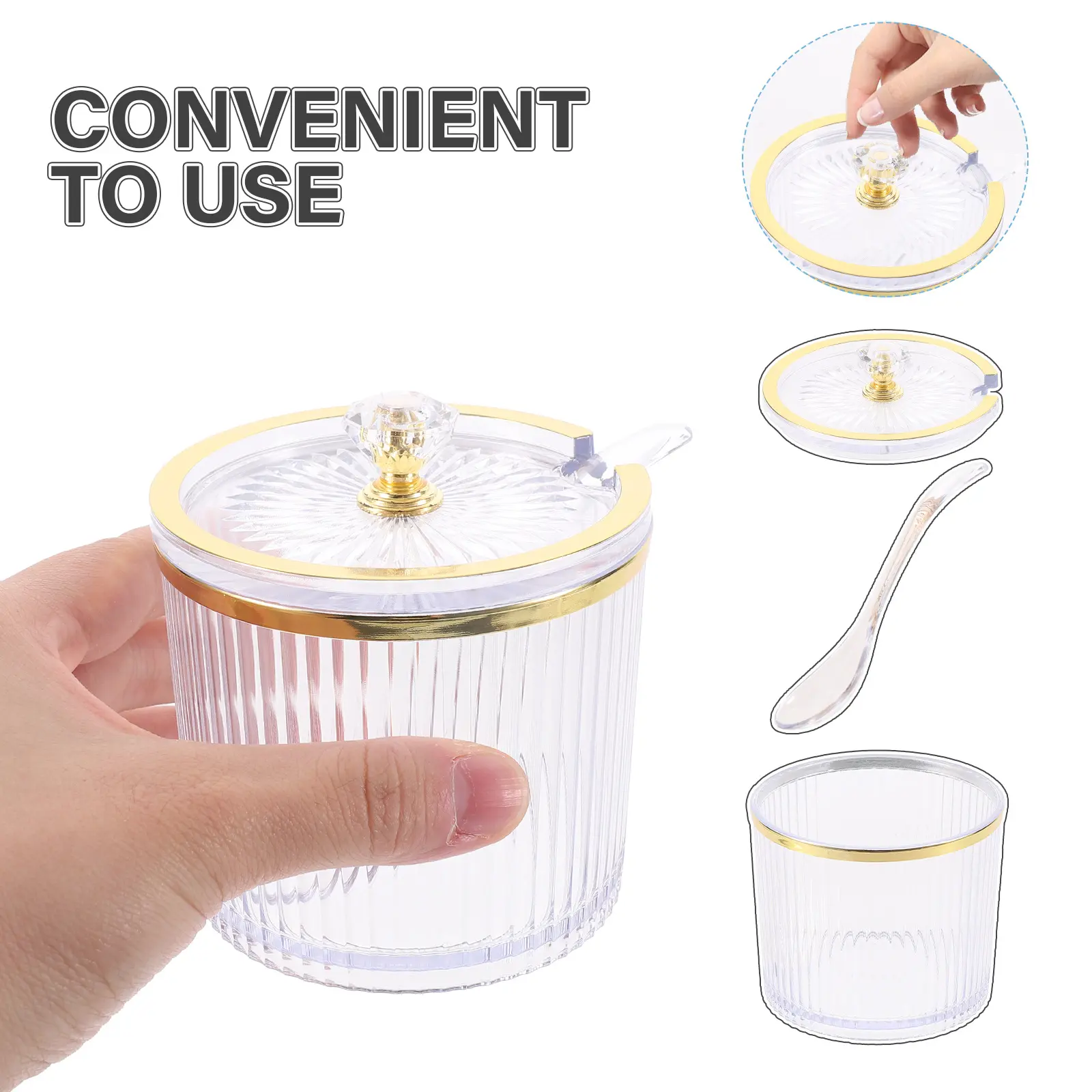 1 set Seasoning Jar Set Salt Sugar Containers Soy Sauce Vinegar Pepper Bottles Transparent Striped Design Kitchen Condiment