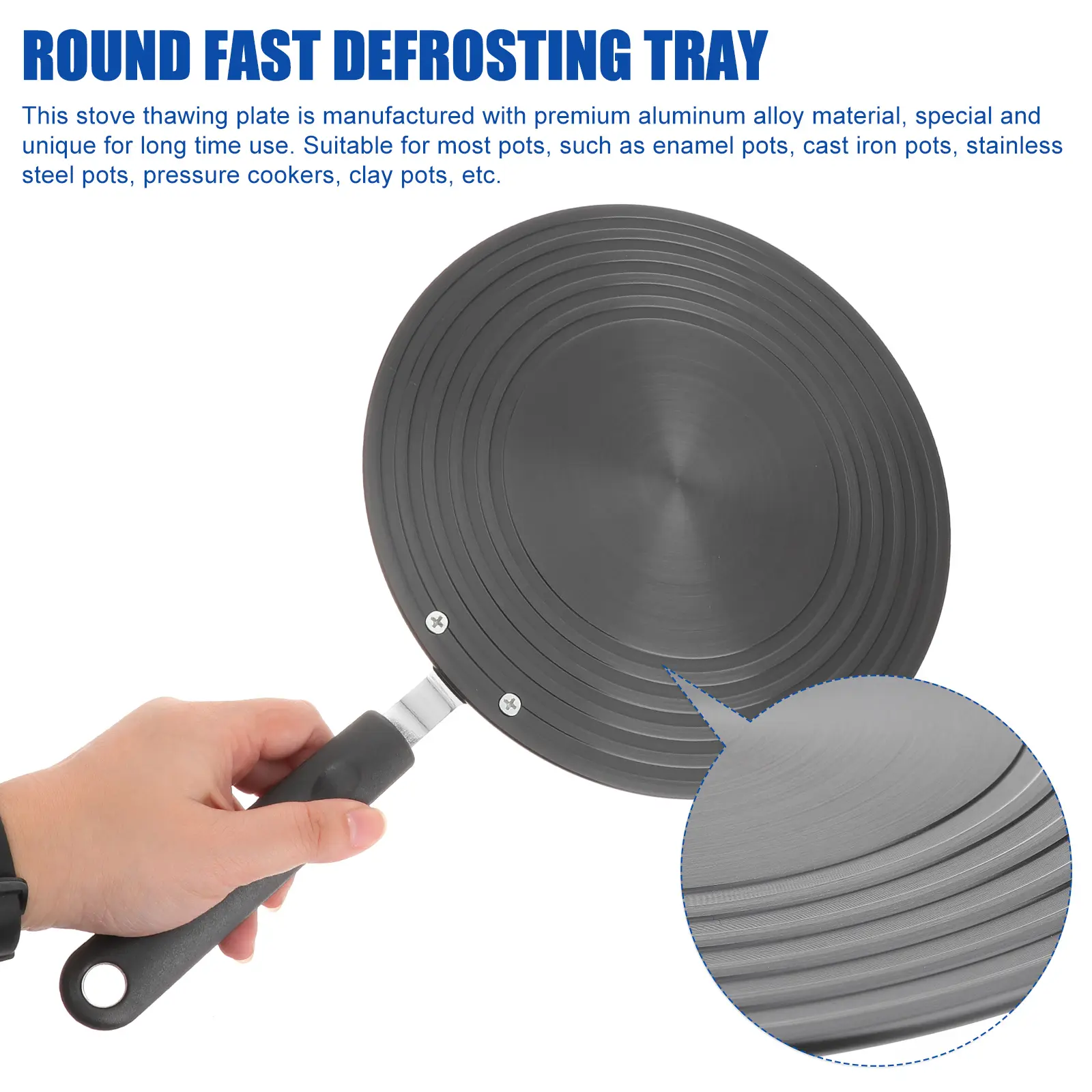 Defrosting Tray Heat Conduction Plate Gas Stove Diffuser Kitchen Accessory Black Parts Multi-functional Thawing
