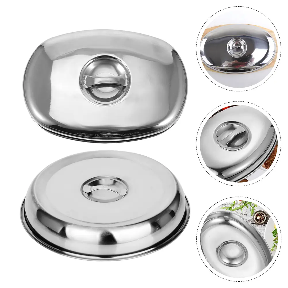 2 Pcs Stainless Steel Food Cover Heat Preservation Insect proof Kitchen Supplies Dish Lid Protective Cap