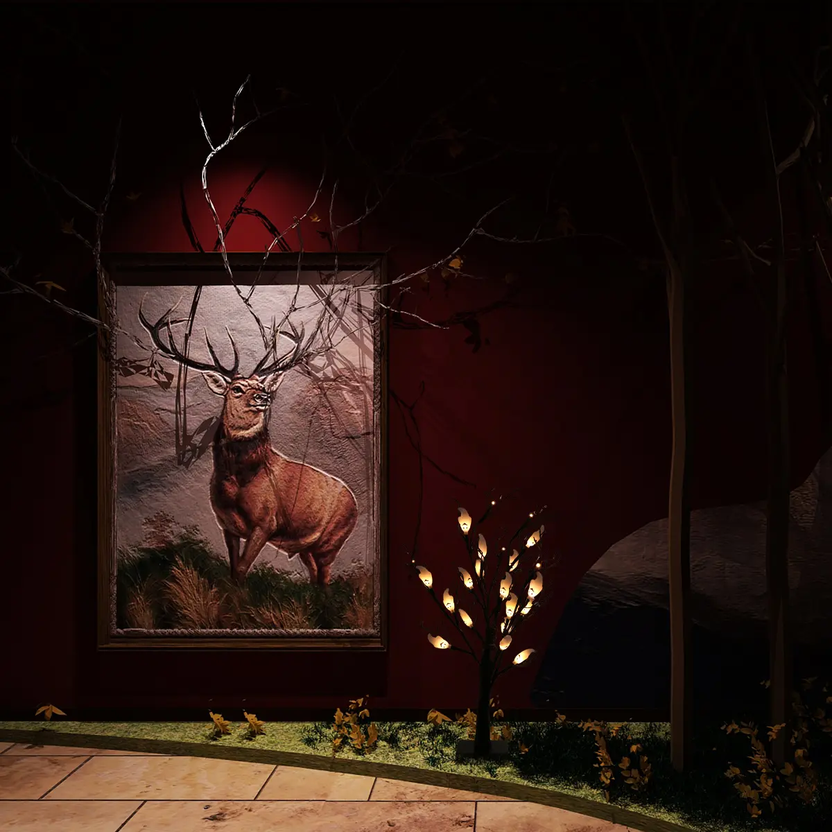 LED Tree Light Halloween Resin Plastic Durable Home Desk Lamp Night Decorative Ghost Atmosphere Event Room Gallery Small Night