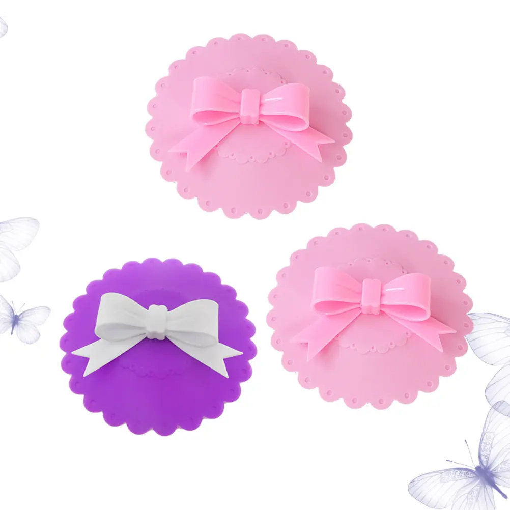 bow-knot cup lids mug cover drink cup lids silicone mug cover hot cup lids